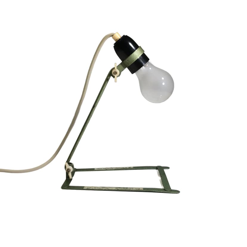 Lampa biurkowa, oliwkowy, metal bakelit, Niemcy, lata 60.