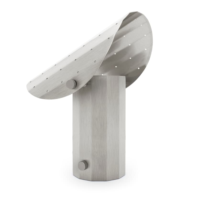 Lampa stojąca APOLIN z perforacją 30 cm stal szczotkowana, Kaspa x Grynasz Studio