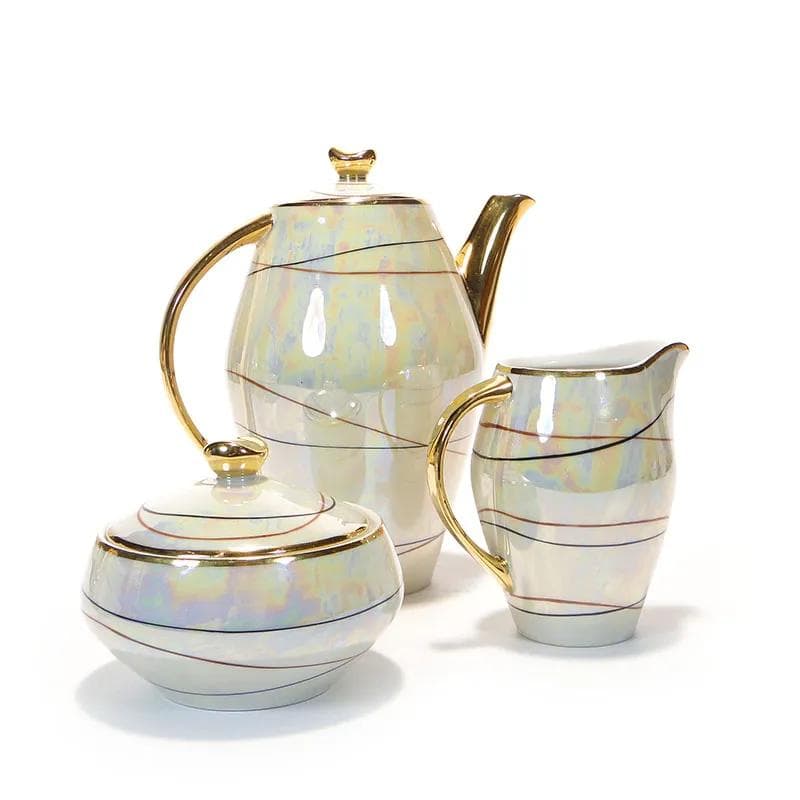 Perłowobiały serwis do mokki 'Joanna', proj. W. Potacki dla Karoliny, Polska, lata 60. - 28922