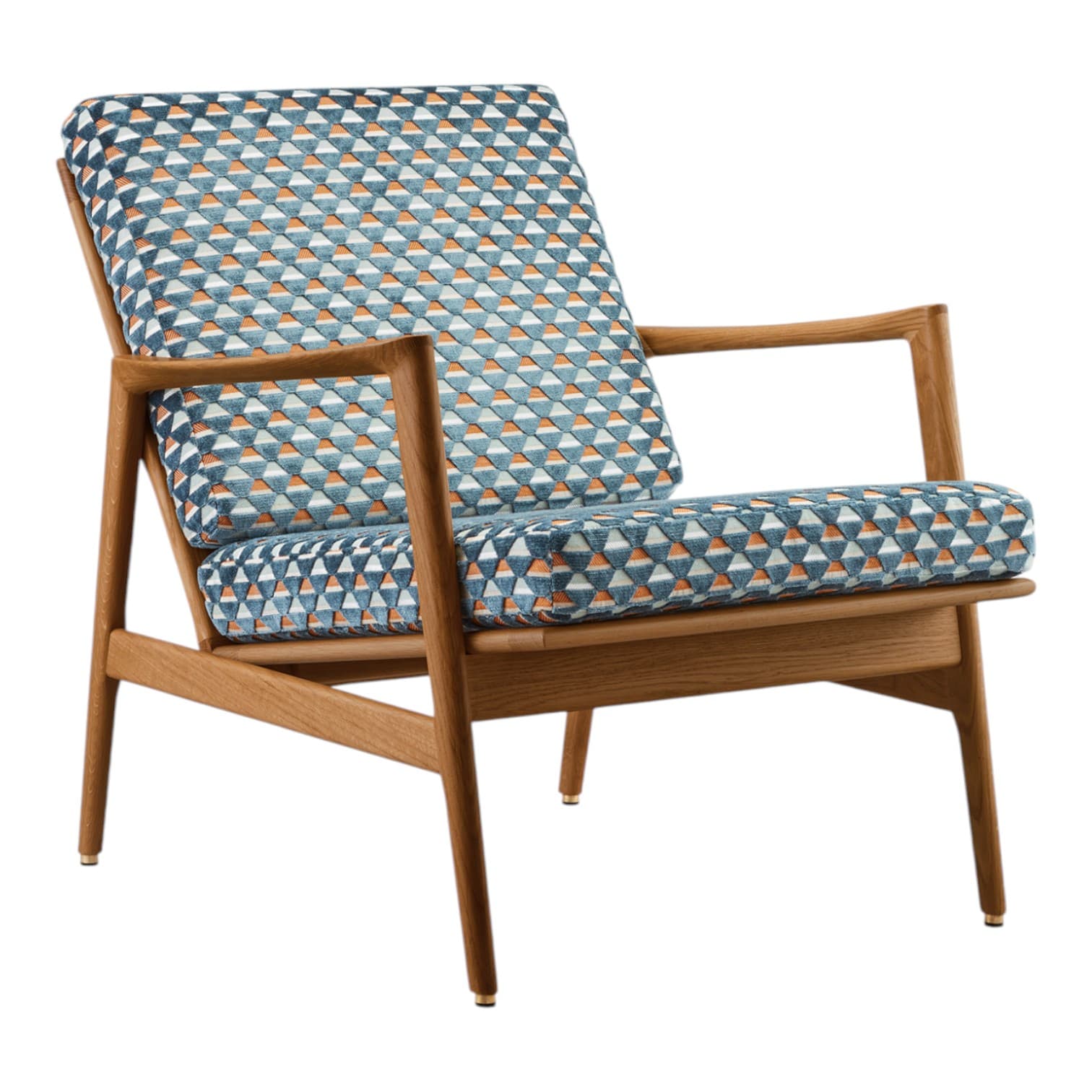 Stefan Armchair 70x79x76 cm oak blue Casamance fabric, ,