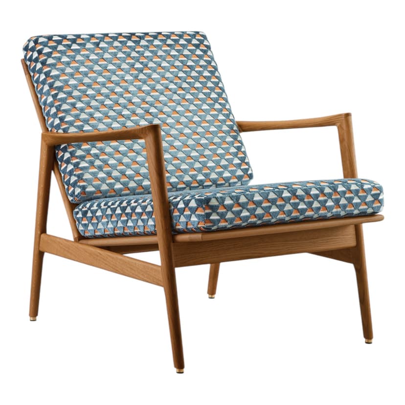 Stefan Armchair 70x79x76 cm oak blue Casamance fabric, ,