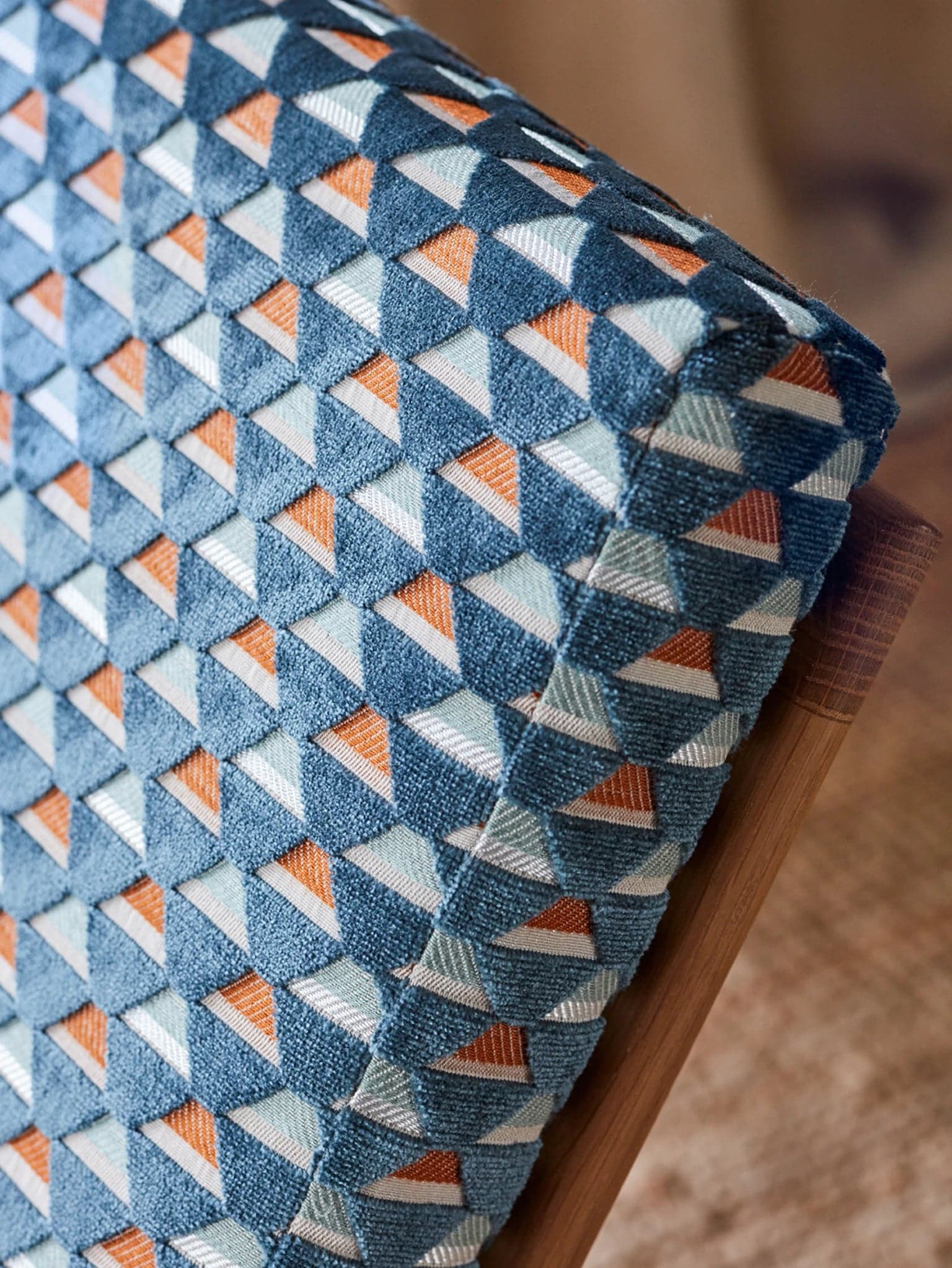 Stefan Armchair 70x79x76 cm oak blue Casamance fabric, , - 28708