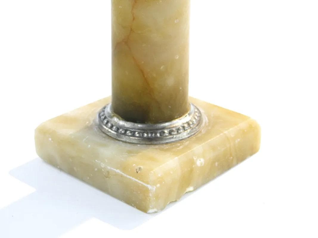 Figura Elfa, secesja, cyna srebrzona i miedziowana, alabaster beżowy, Francja, lata 90. XIX w. - 28892