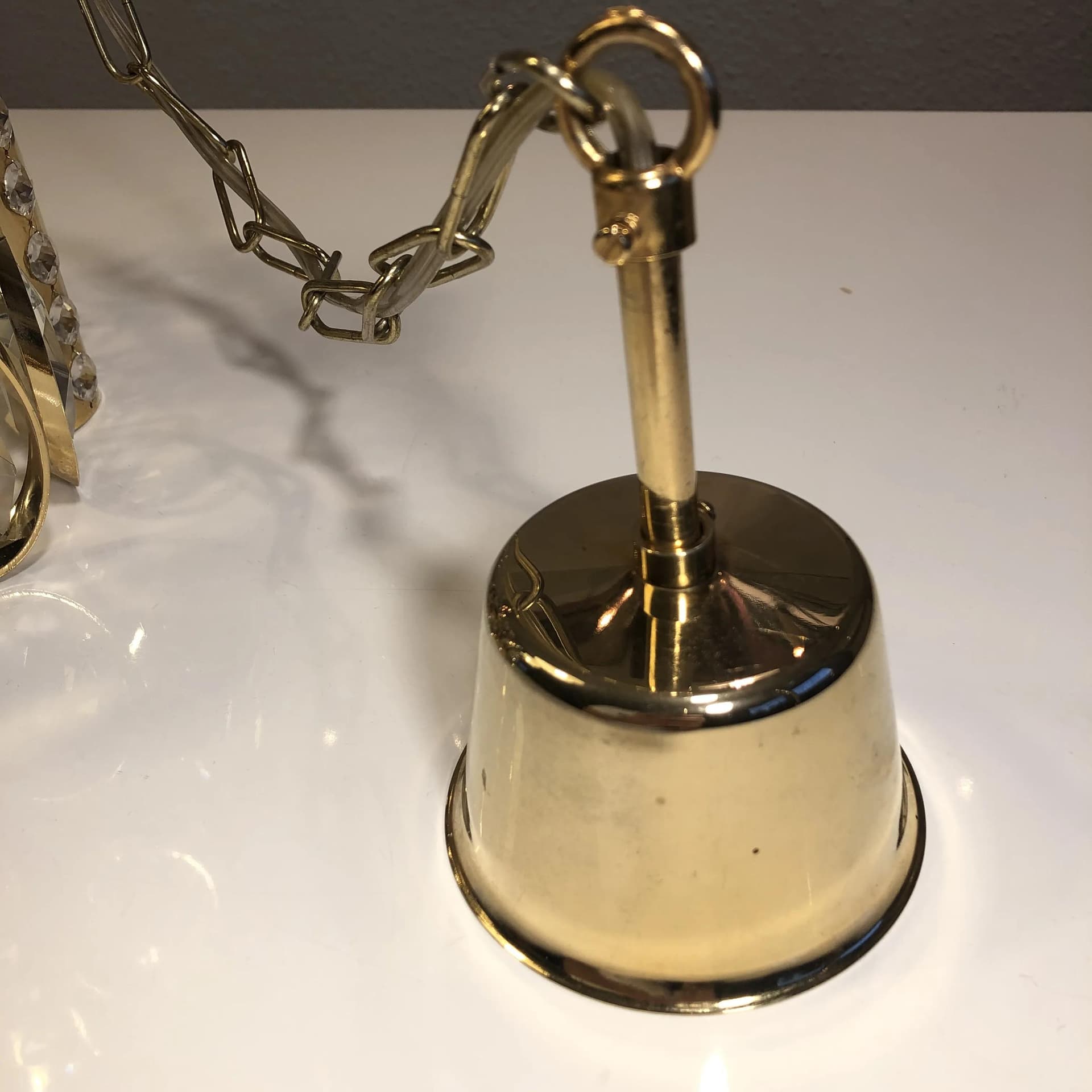 Lampa sufitowa, złoty mosiądz kryształy, Palwa, Niemcy, lata 60. - 28831