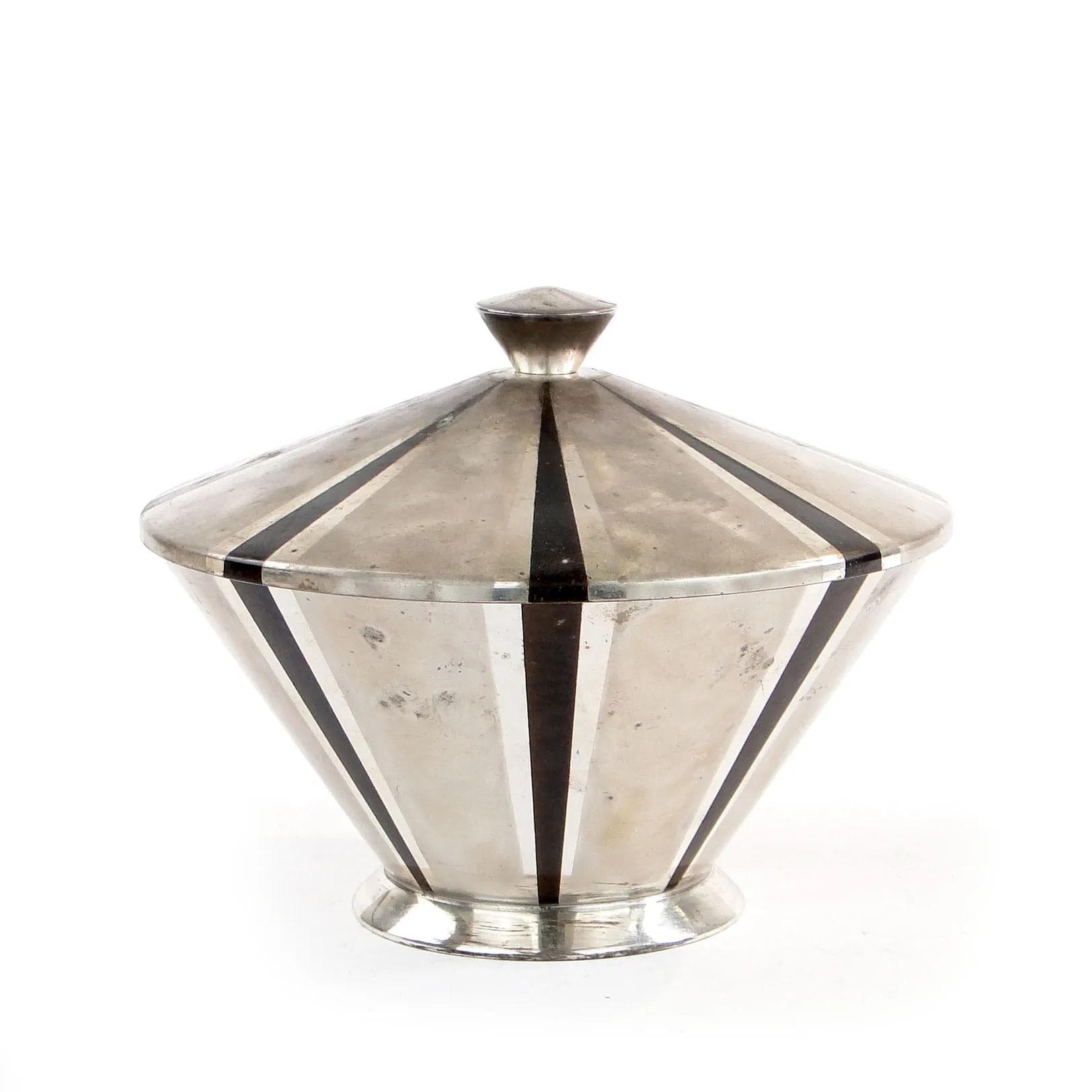 Bomboniera Art Deco, Ikora, srebrny, mosiądz, WMF, Niemcy, lata 30. - 29210