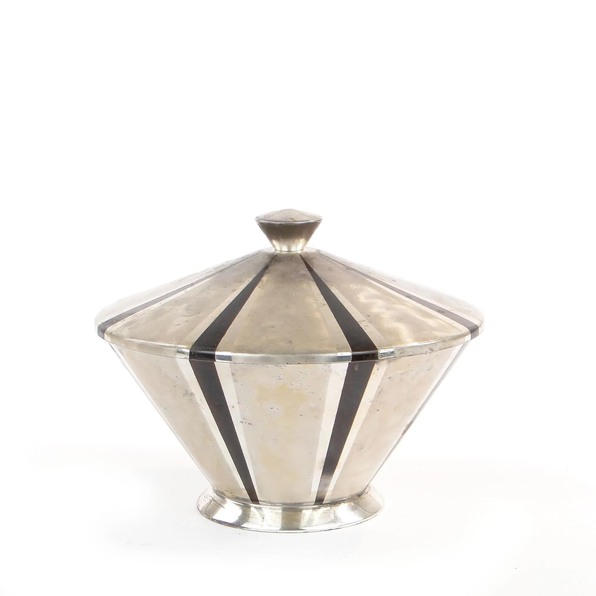 Bomboniera Art Deco, Ikora, srebrny, mosiądz, WMF, Niemcy, lata 30. - 29211