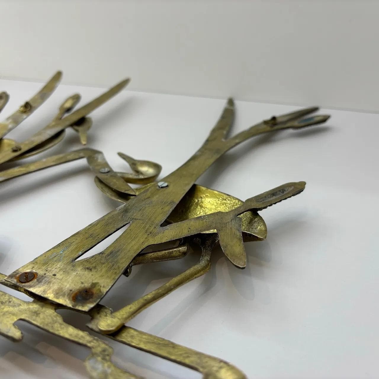 Wall Plaque Cranes, golden brass, Denmark, 1960s - 29119