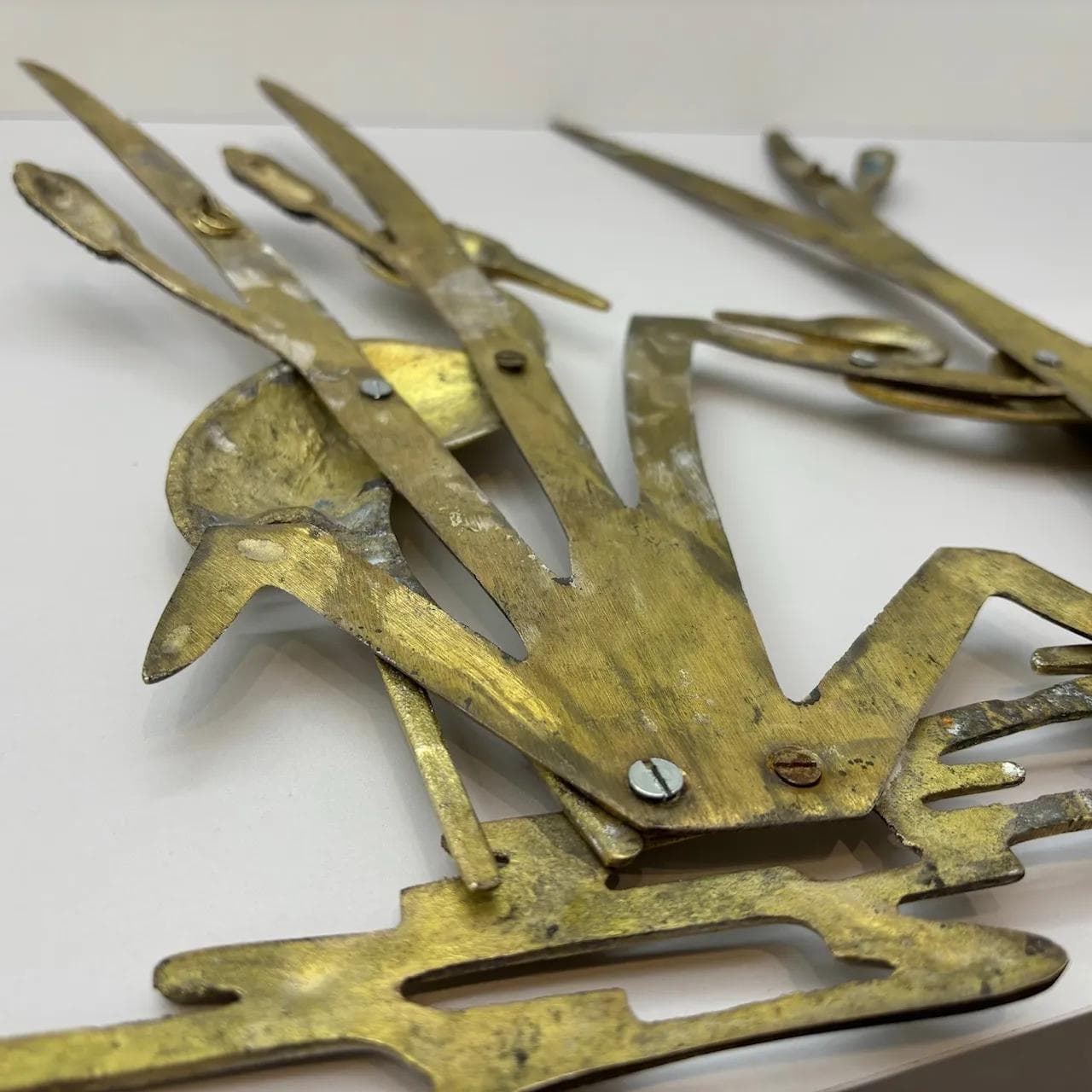 Wall Plaque Cranes, golden brass, Denmark, 1960s - 29120