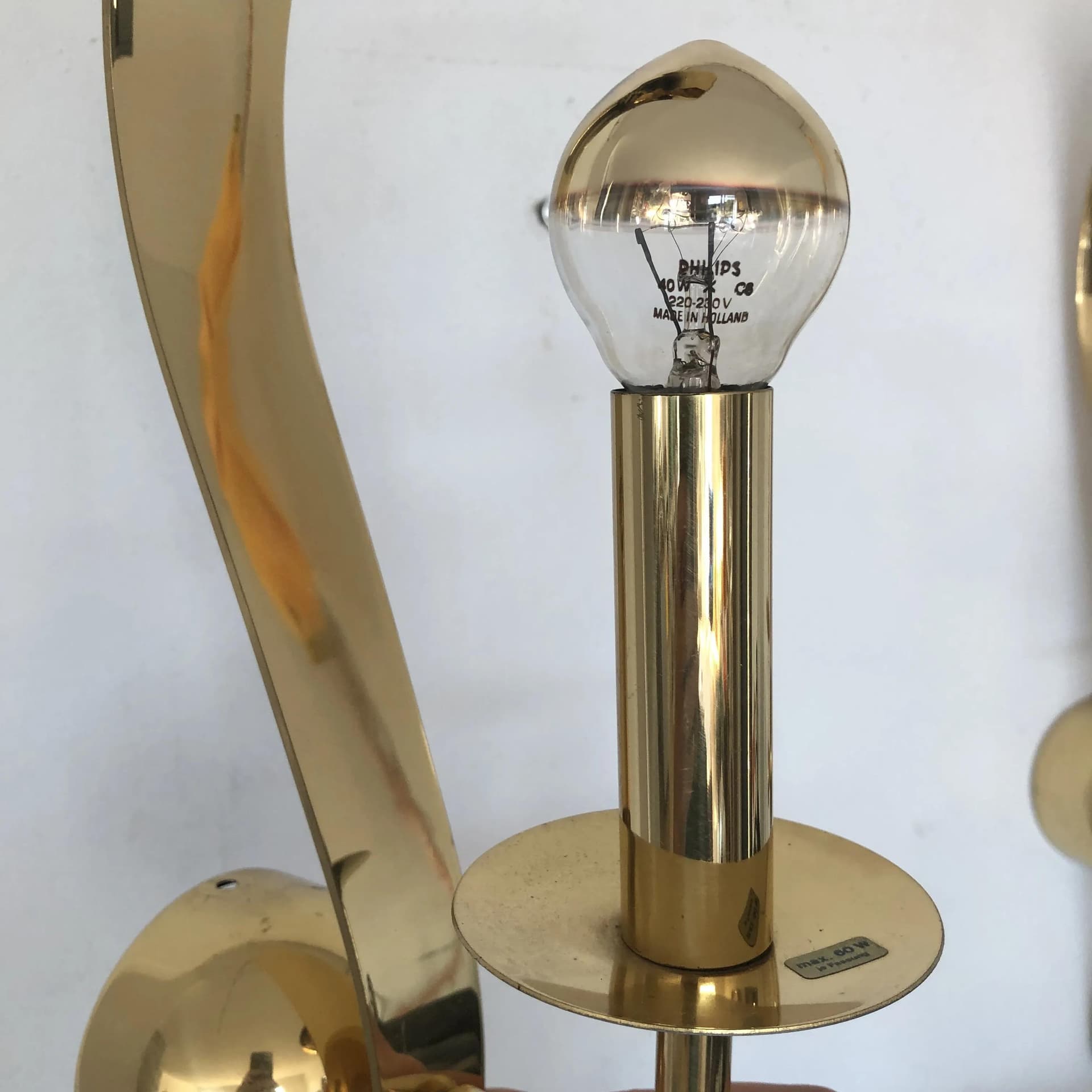 Para kinkietów, złocony mosiądz, Asmuth Leuchten, Niemcy, lata 70. - 29114