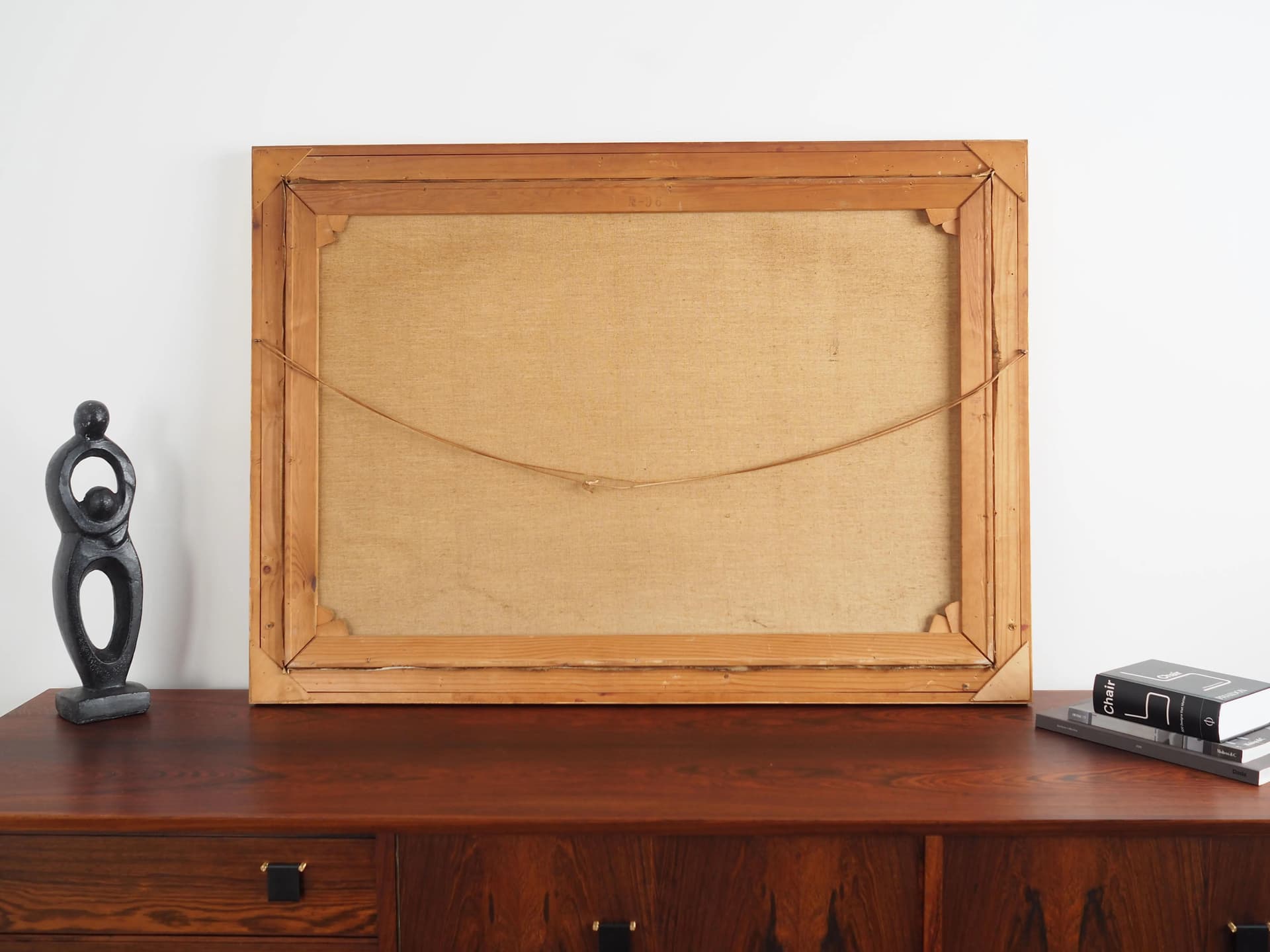 Painting Shelter by the Mountain Stream, cool blue, oil on canvas, Scandinavia, 1970s - 29248