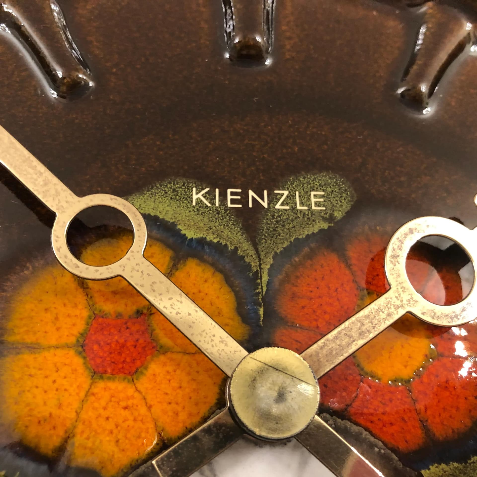 Zegar ścienny, ceramika multikolor, Kienzle, Niemcy, lata 70. - 29096