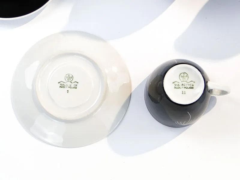 Czarno-biały serwis kawowy „Tom”, proj. J. Steckiewicz dla Zakładów Porcelany Stołowej Wałbrzych, Polska, lata 50. - 29188