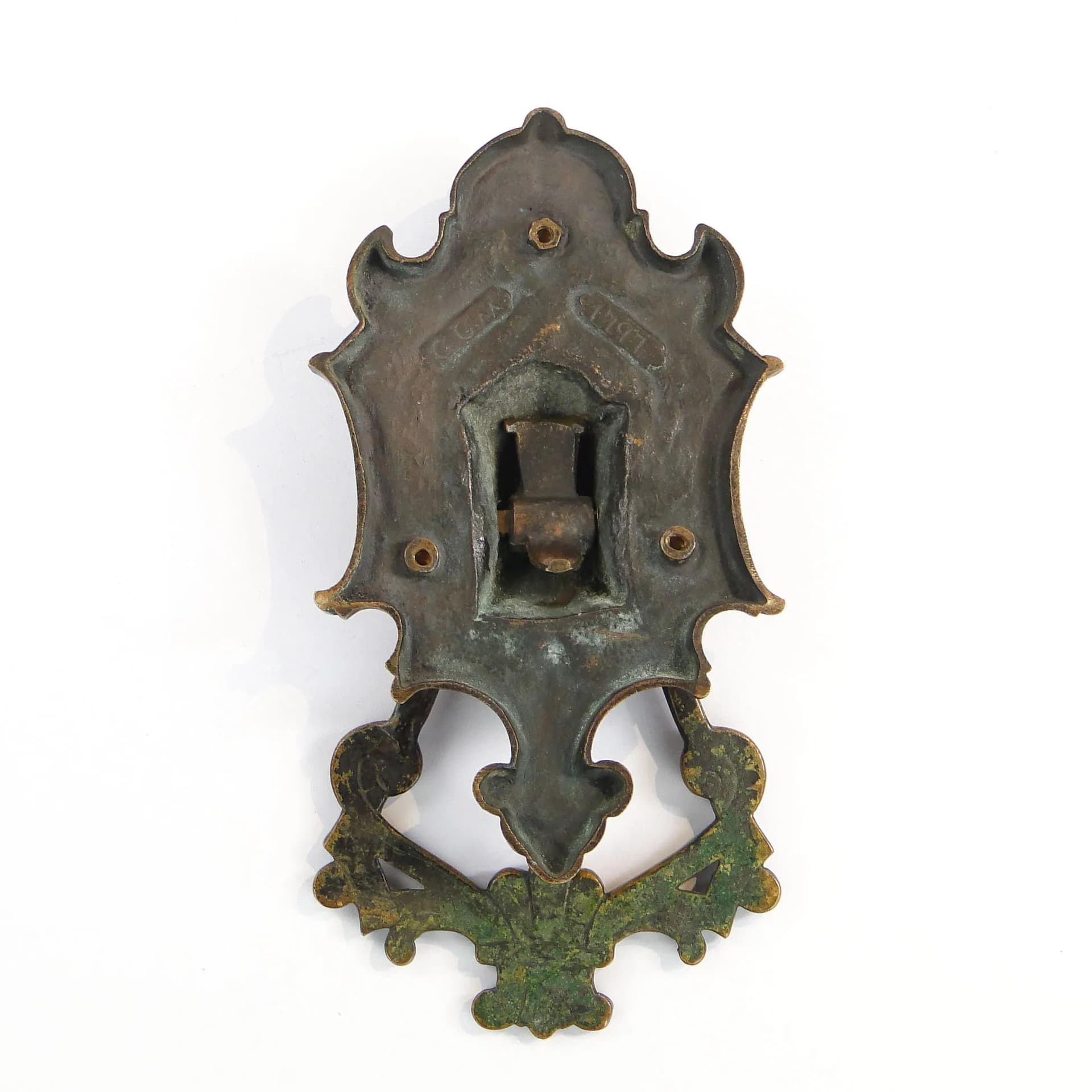 Kołatka do drzwi secesyjna, muszla, brąz brązowy, Austria, początek XX w. - 29173