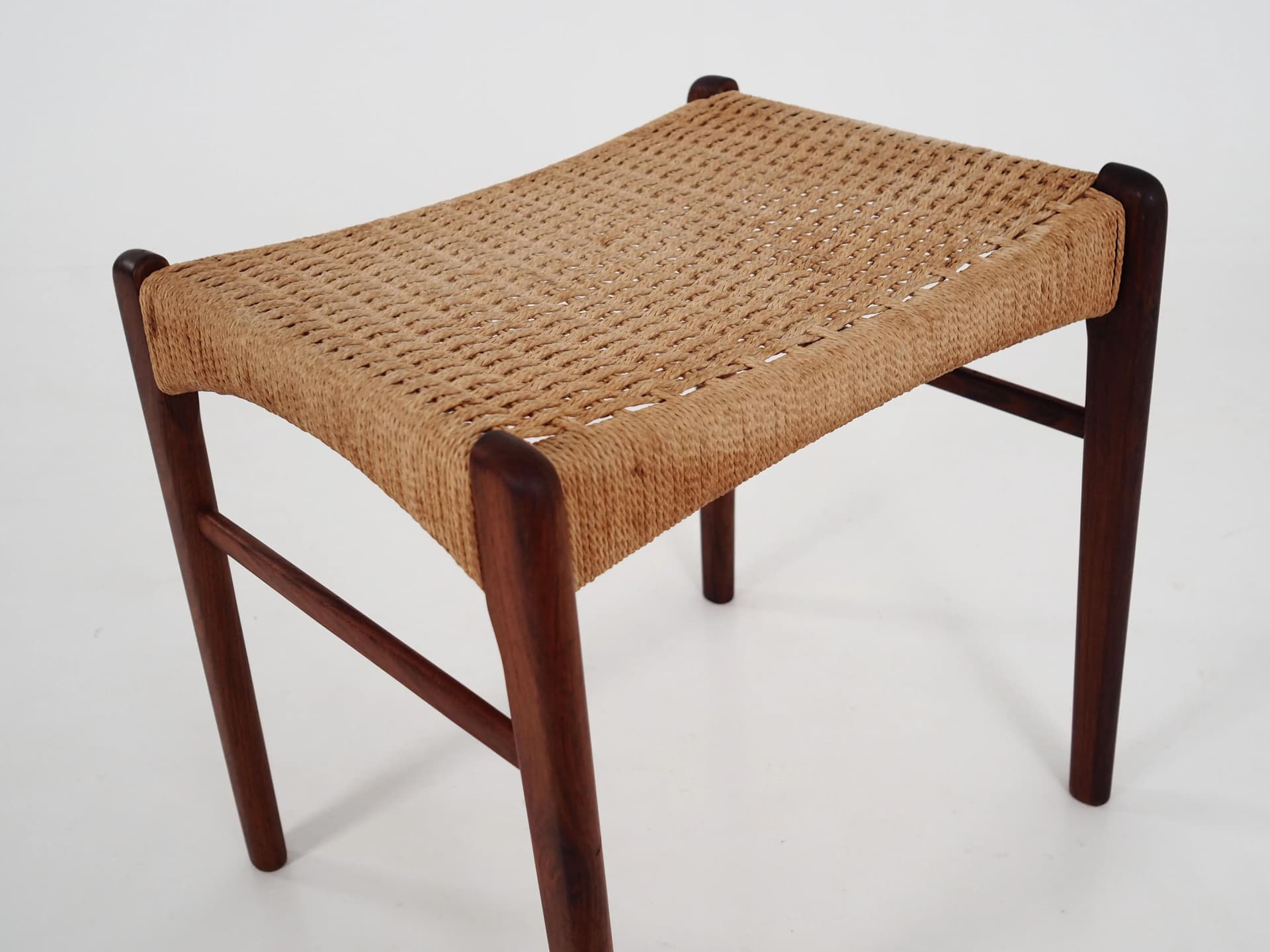 Ottoman, dark brown rosewood, beige cord, Denmark, 1970s - 29244