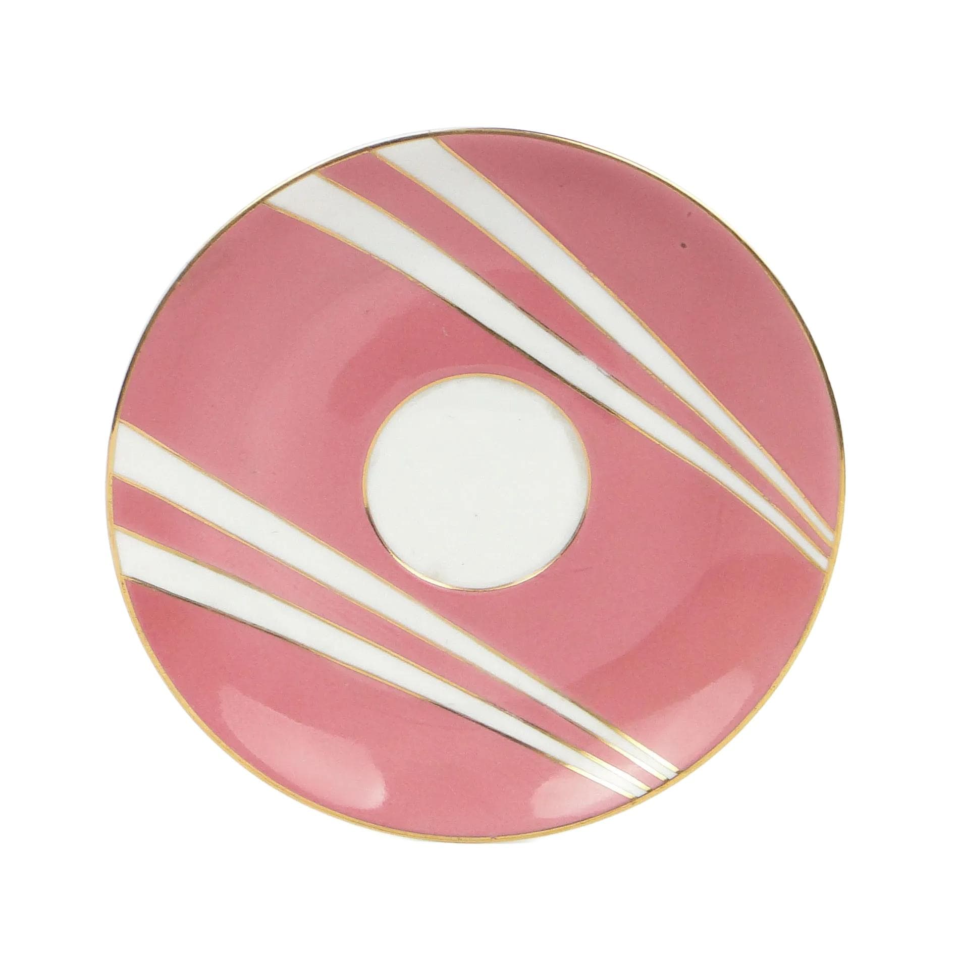 Różowy porcelanowy spodek Krokus, proj. W. Potacki dla Ćmielowa, Polska, lata 60.