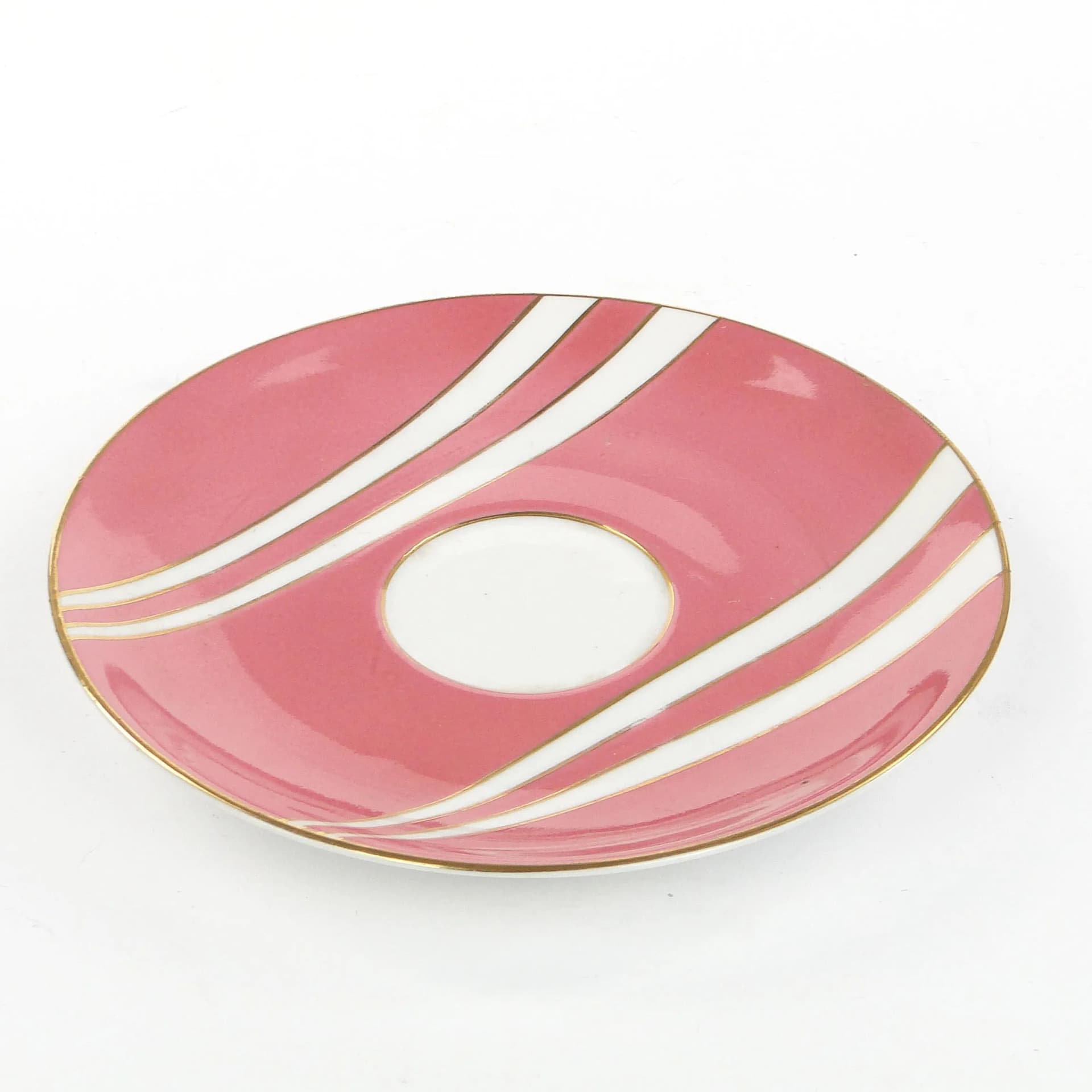 Różowy porcelanowy spodek Krokus, proj. W. Potacki dla Ćmielowa, Polska, lata 60. - 29165