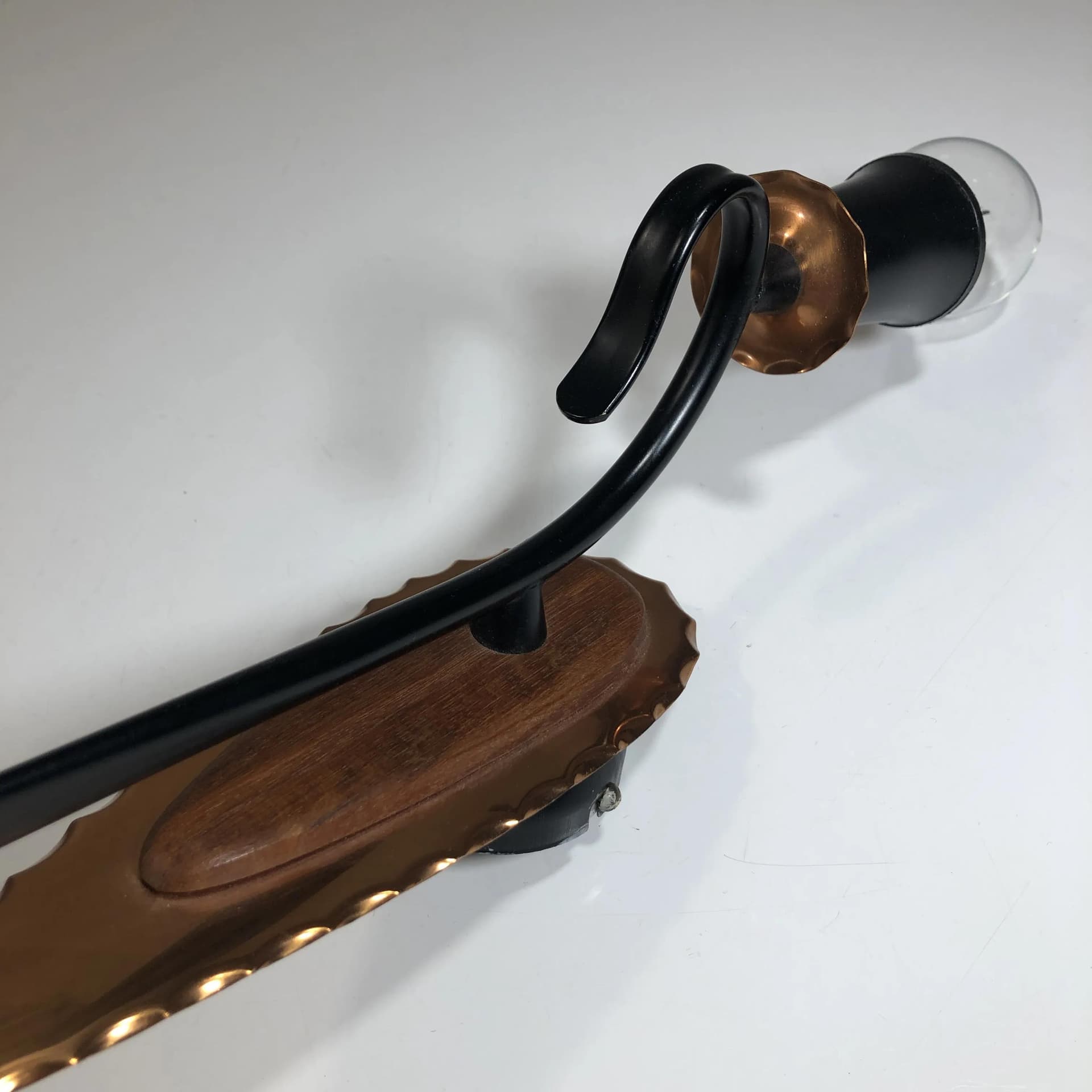 Kinkiet, Ragla Belysning, miedź czarna, Szwecja, lata 60. - 29433