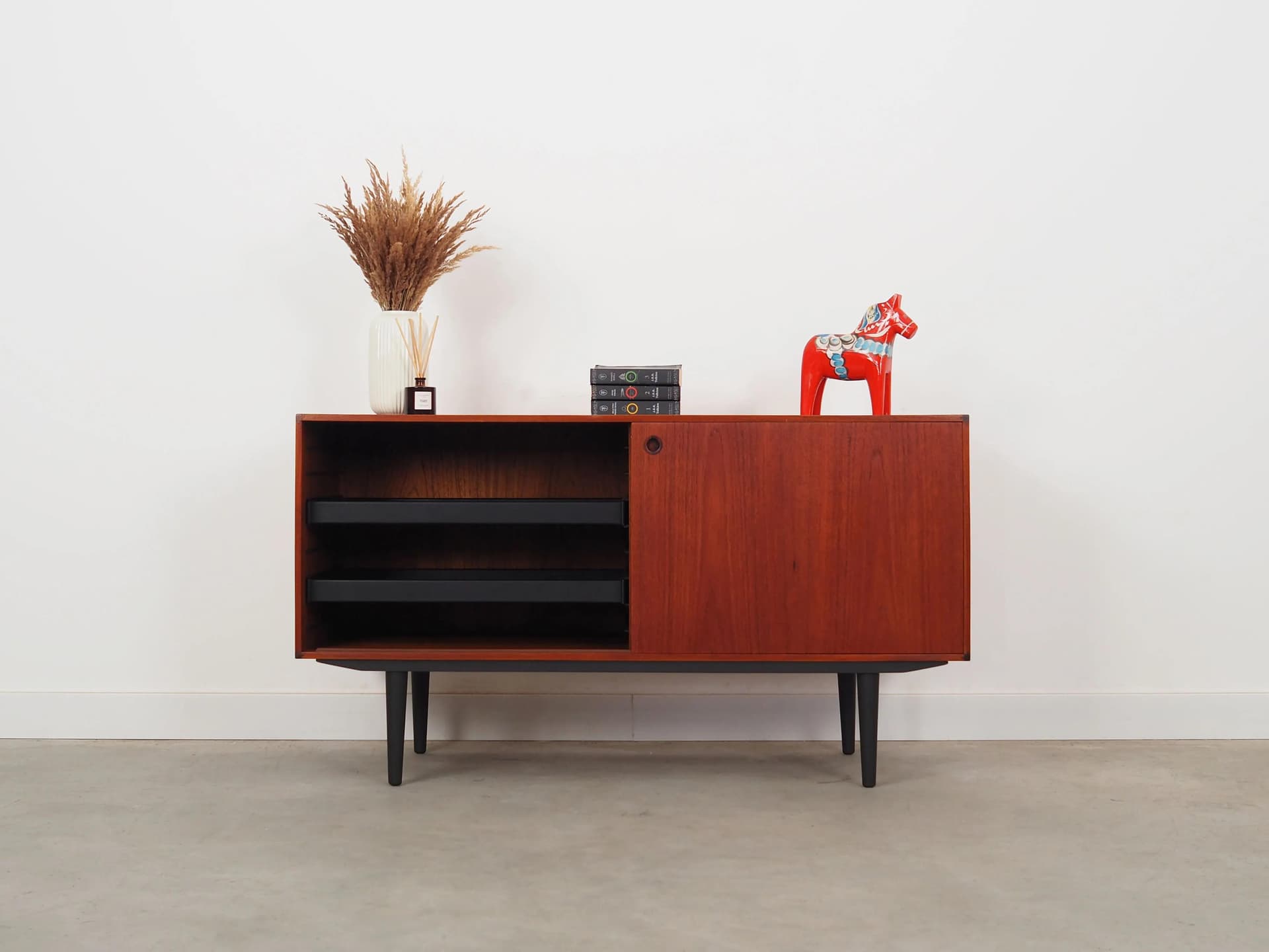 Cabinet, brown teak, black wood, Denmark, 1960s. - 29221