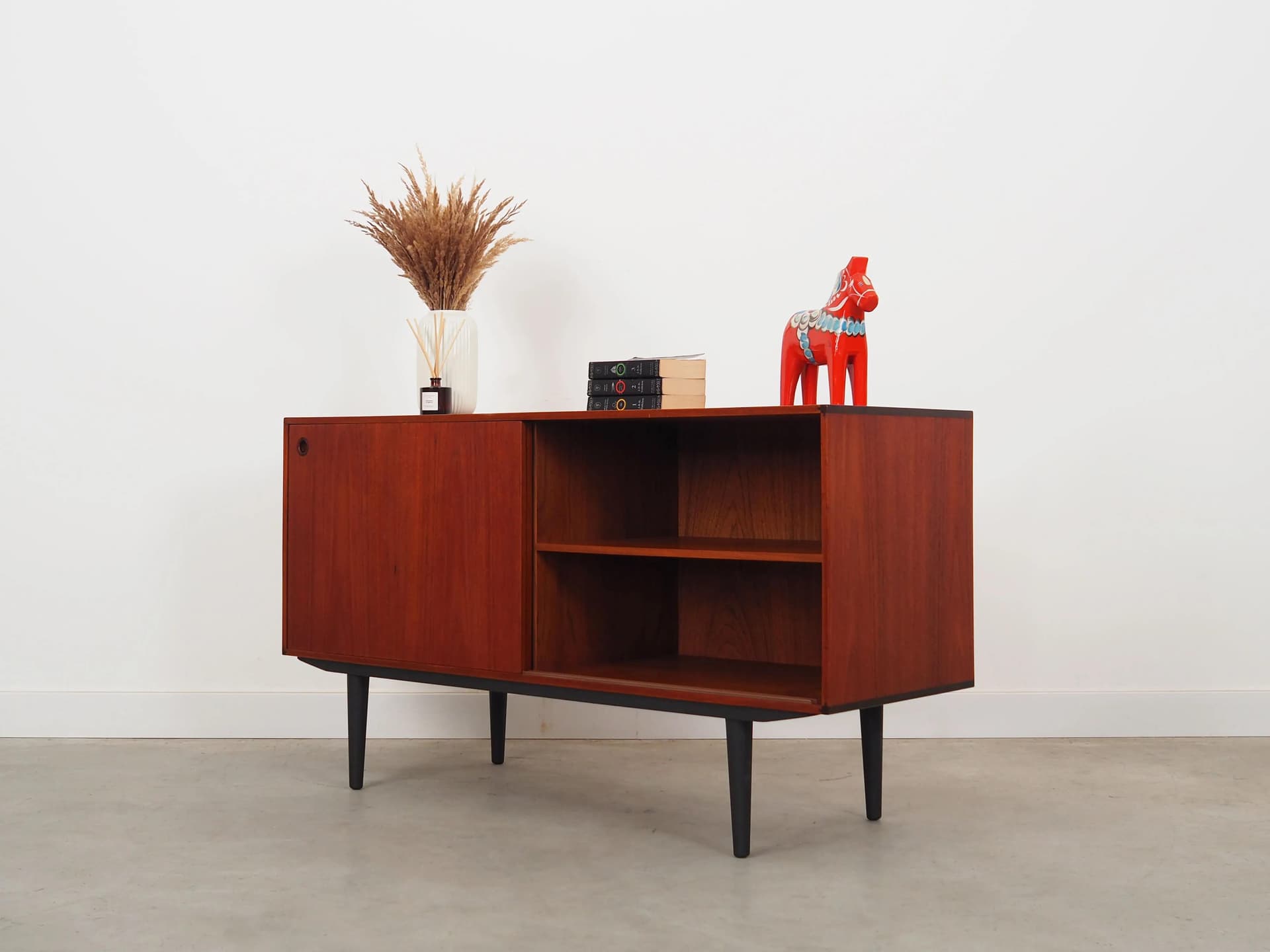 Cabinet, brown teak, black wood, Denmark, 1960s. - 29222
