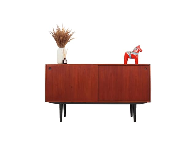 Cabinet, brown teak, black wood, Denmark, 1960s. - DIMENSION