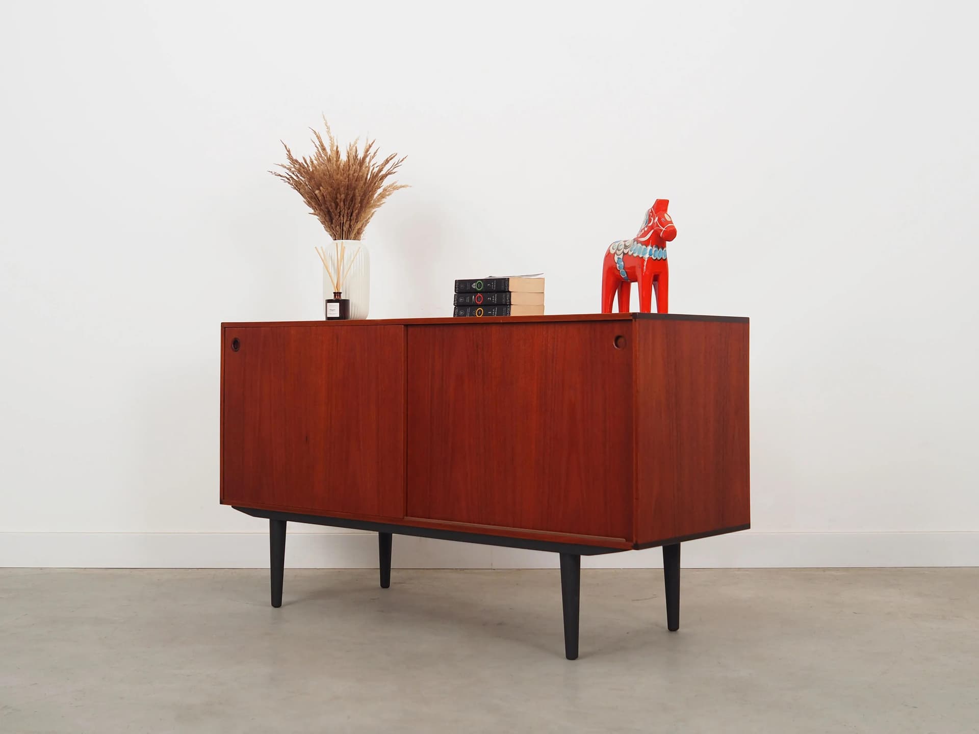Cabinet, brown teak, black wood, Denmark, 1960s. - 29220