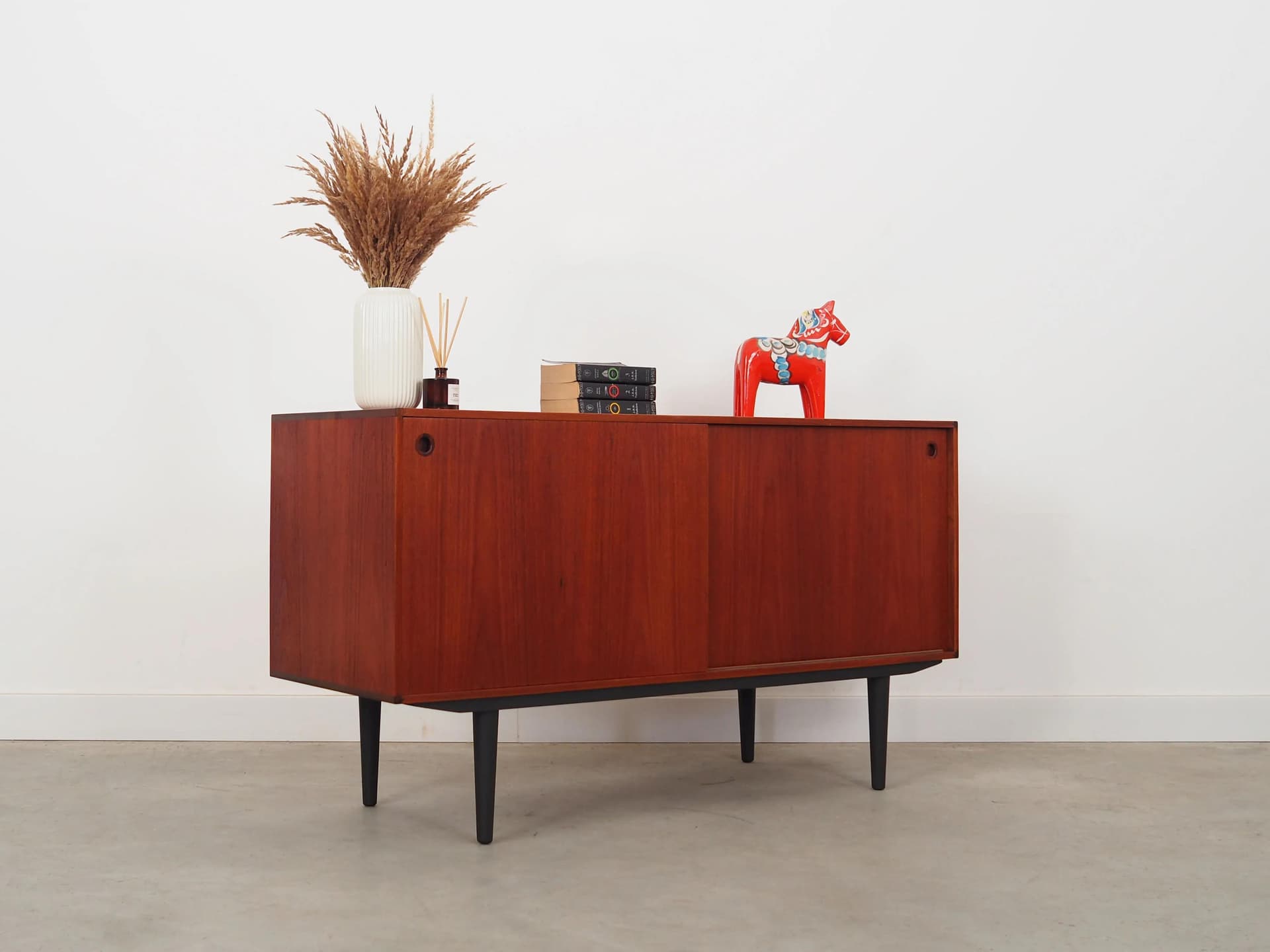 Cabinet, brown teak, black wood, Denmark, 1960s. - 29223