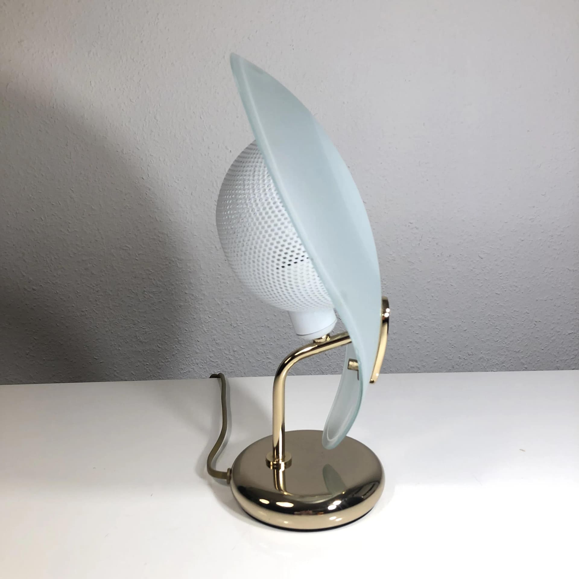 Lampka nocna, złocona stal, szkło, Sölken Leuchten, Niemcy, lata 70. - 29419