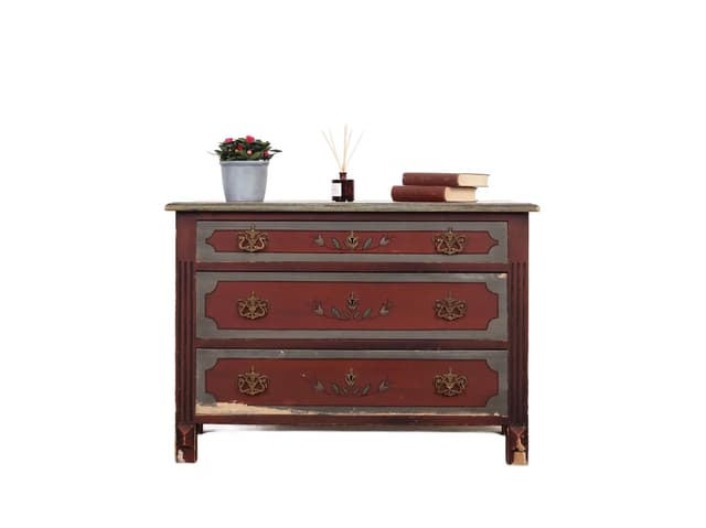 Komoda, sosna maroon szary, Dania, lata 50. - WYMIARY