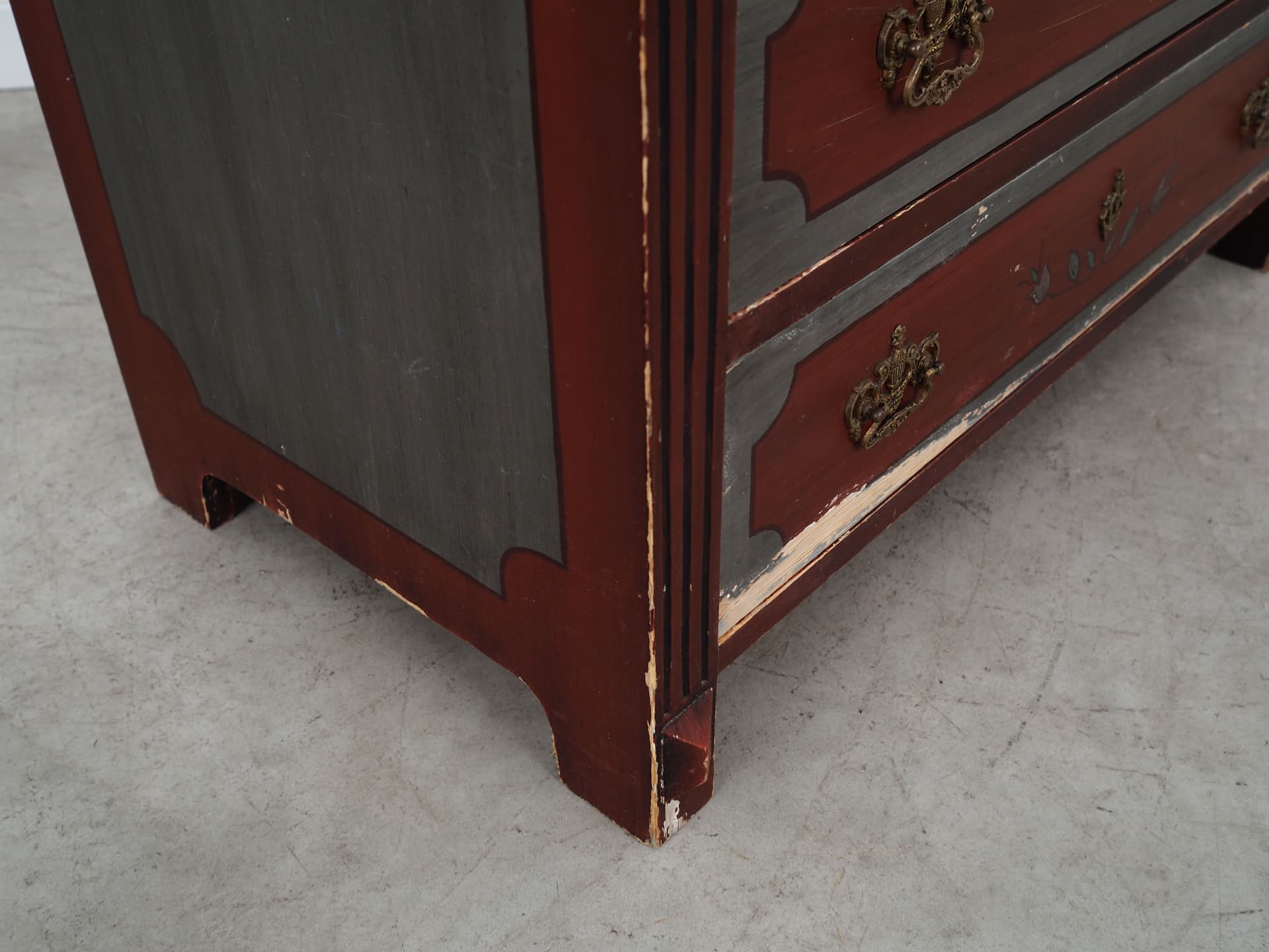 Komoda, sosna maroon szary, Dania, lata 50. - 64766