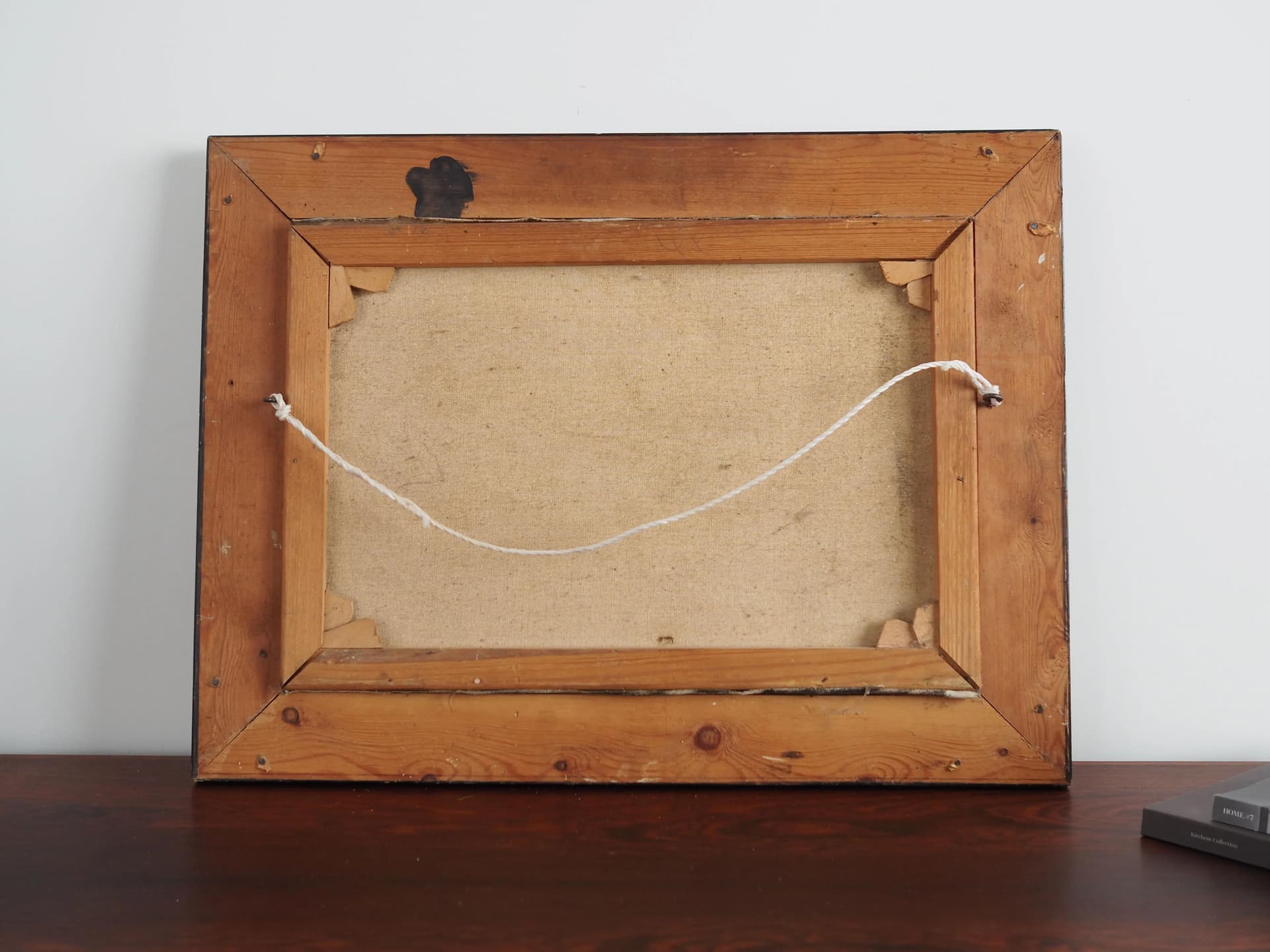 Painting Landscape with Hills, olive, oil on canvas, wood frame, by V. Kier, Sweden, 1970s. - 29596