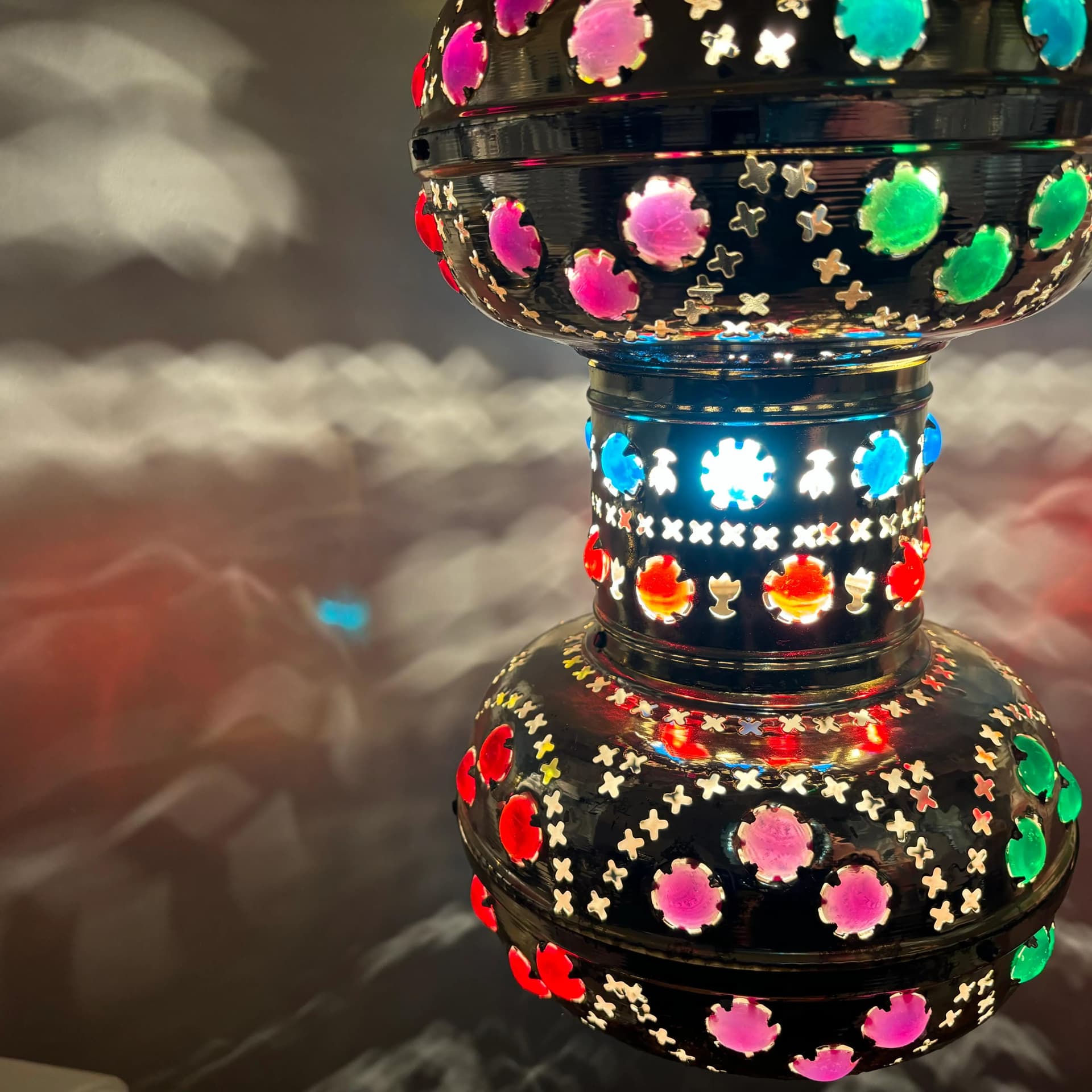 Pendant lamp, multicolor, metal, plastic, Morocco, 1970s. - 29391