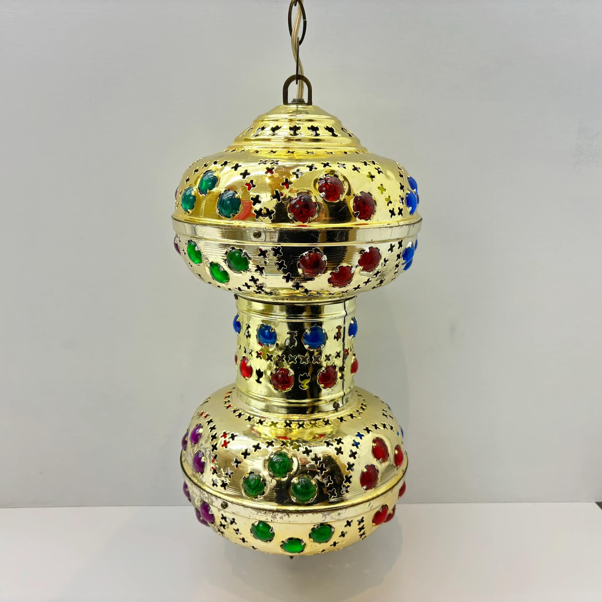 Pendant lamp, multicolor, metal, plastic, Morocco, 1970s. - 29392