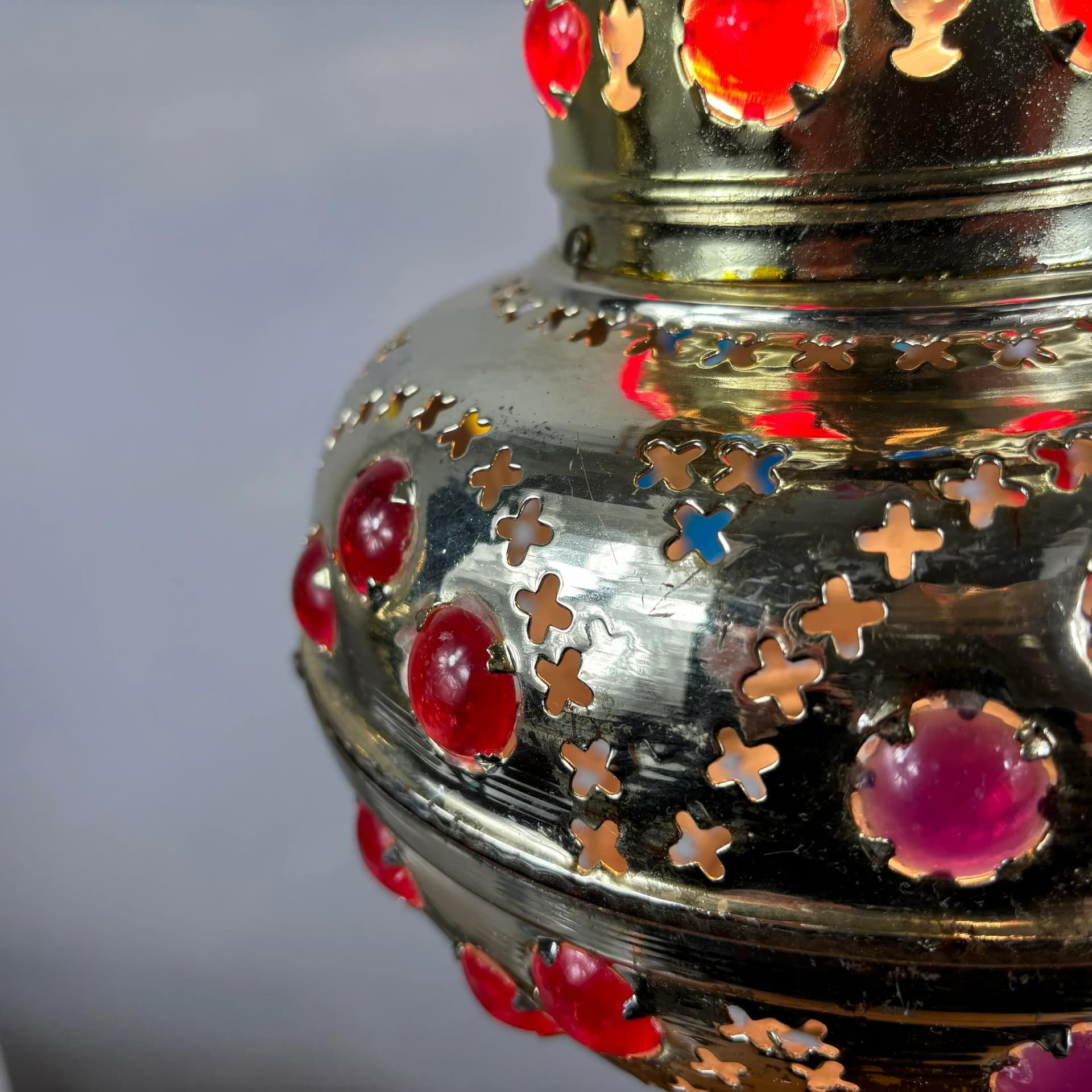 Pendant lamp, multicolor, metal, plastic, Morocco, 1970s. - 29387