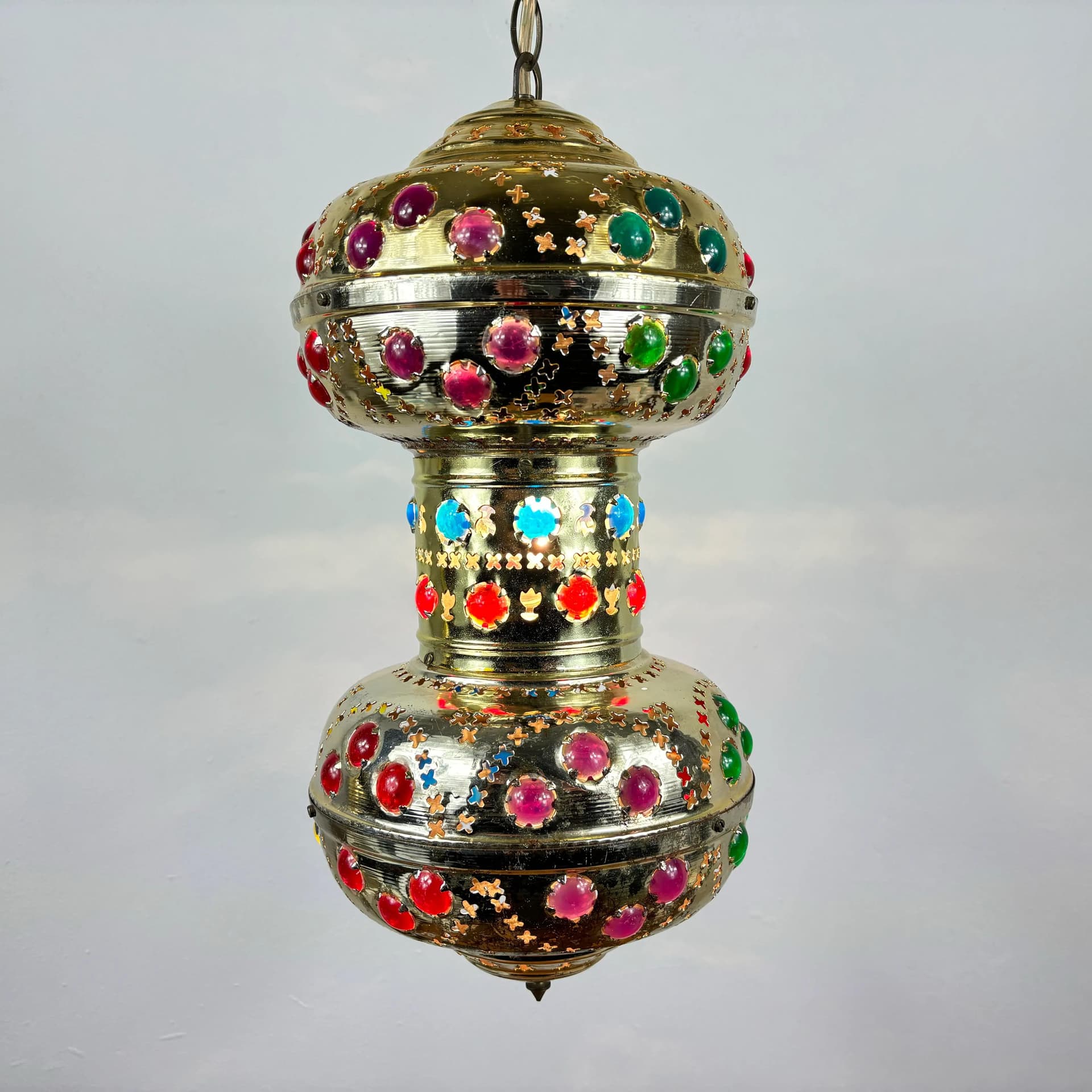 Pendant lamp, multicolor, metal, plastic, Morocco, 1970s. - 29385