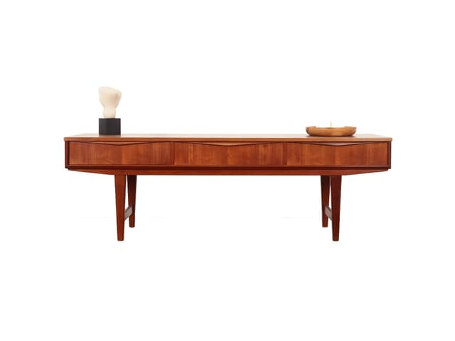 Lowboard, teak pomarańczowy, Dania, lata 70. - WYMIARY