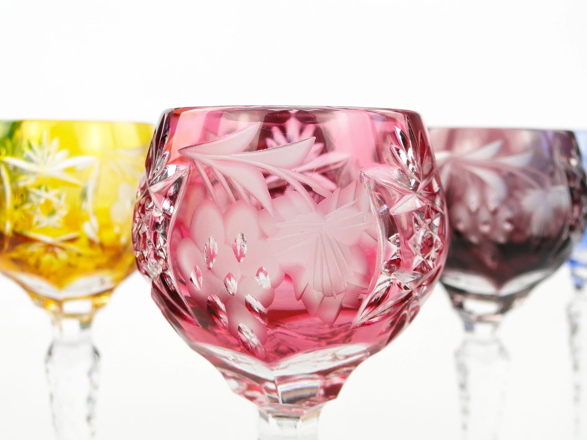 Set of liqueur glasses, Art Deco, multicolor, crystal, Poland, 1920s - 29759