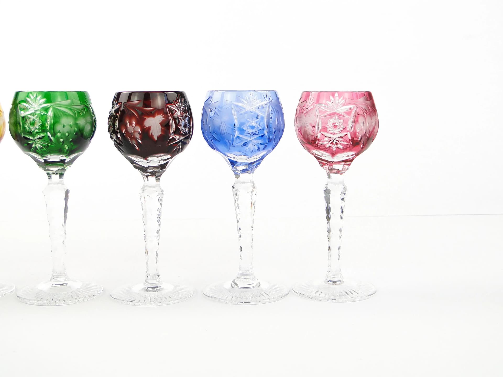 Set of liqueur glasses, Art Deco, multicolor, crystal, Poland, 1920s - 29754