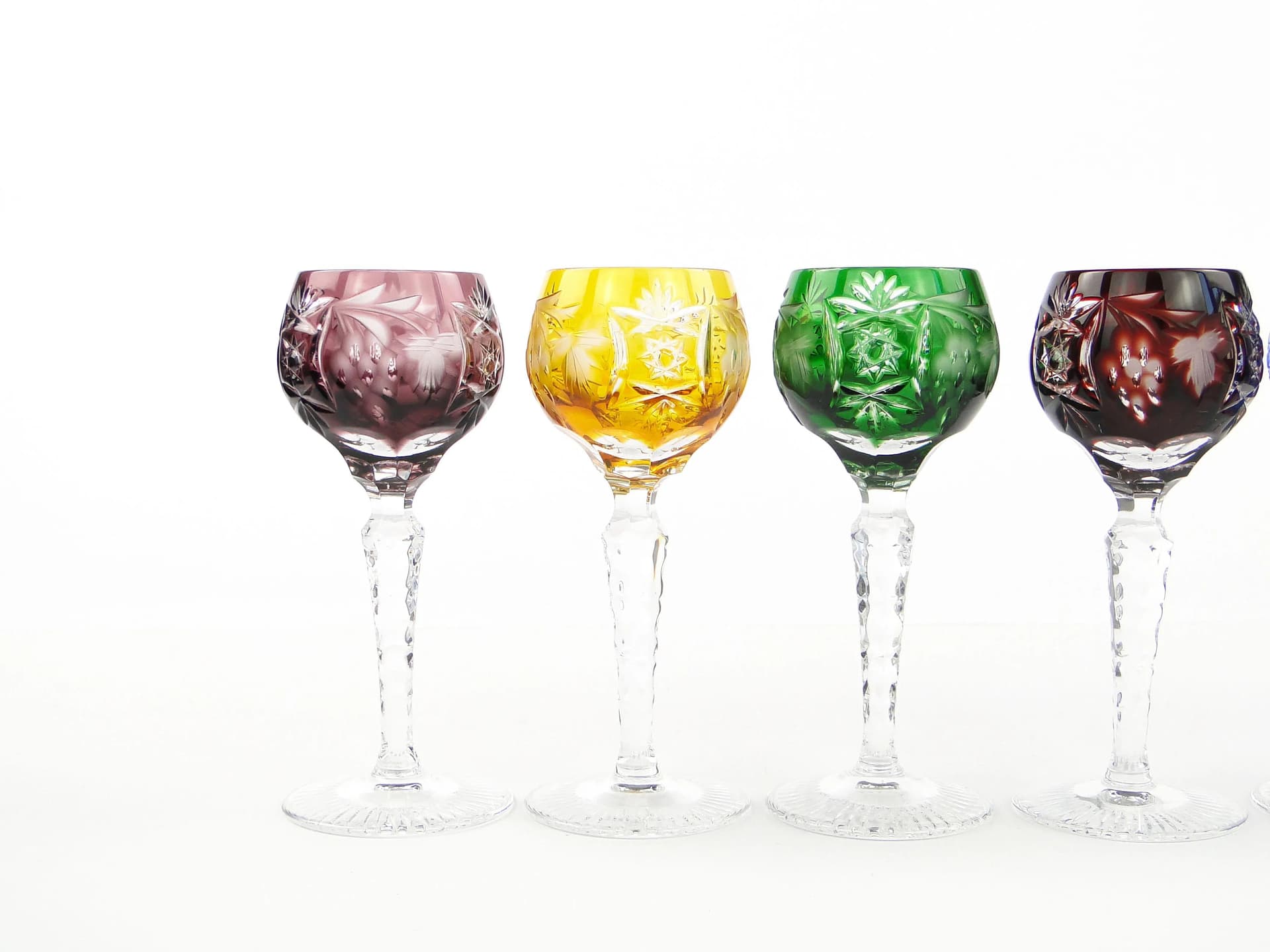 Set of liqueur glasses, Art Deco, multicolor, crystal, Poland, 1920s - 29753