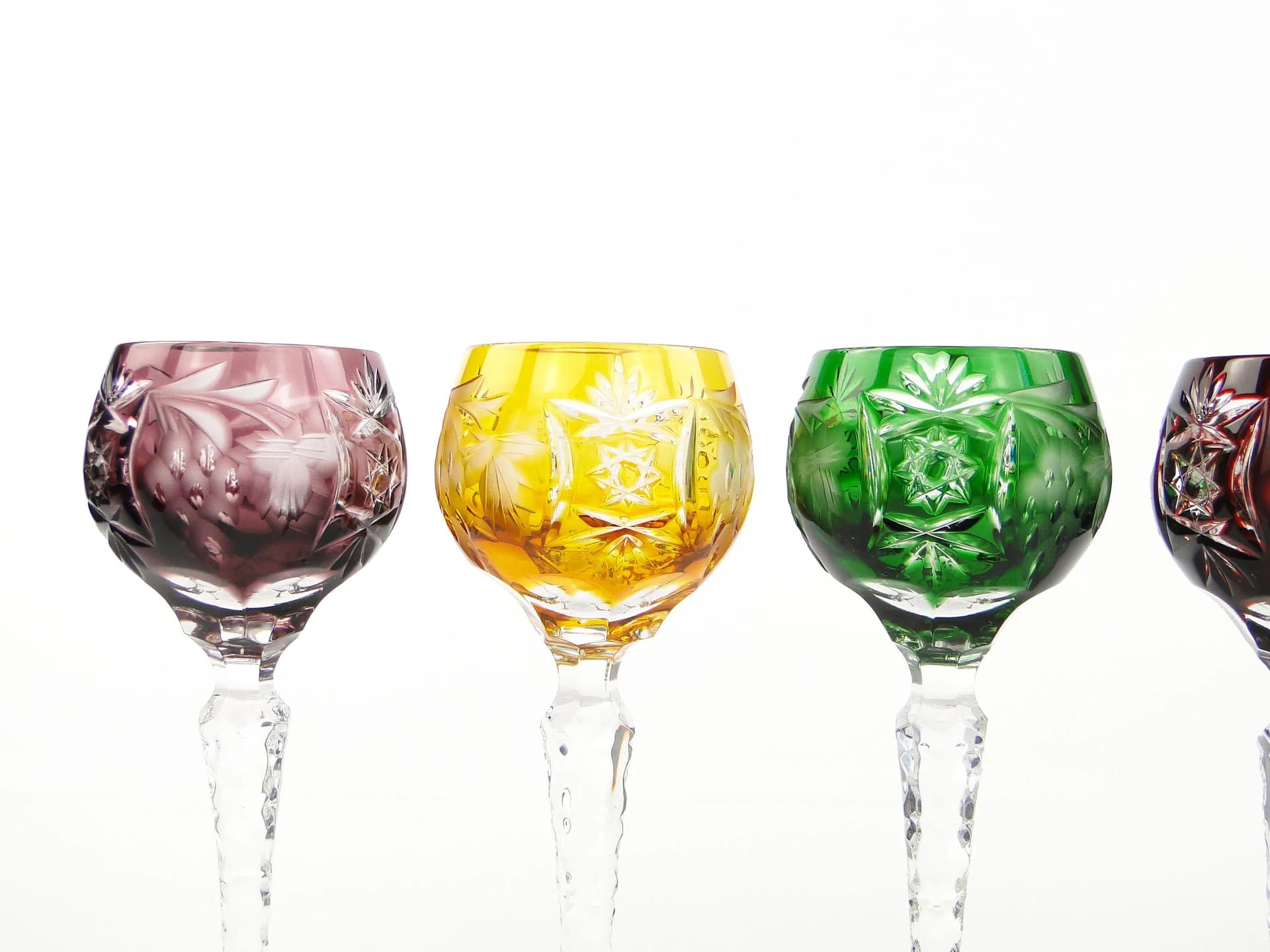 Set of liqueur glasses, Art Deco, multicolor, crystal, Poland, 1920s - 29755