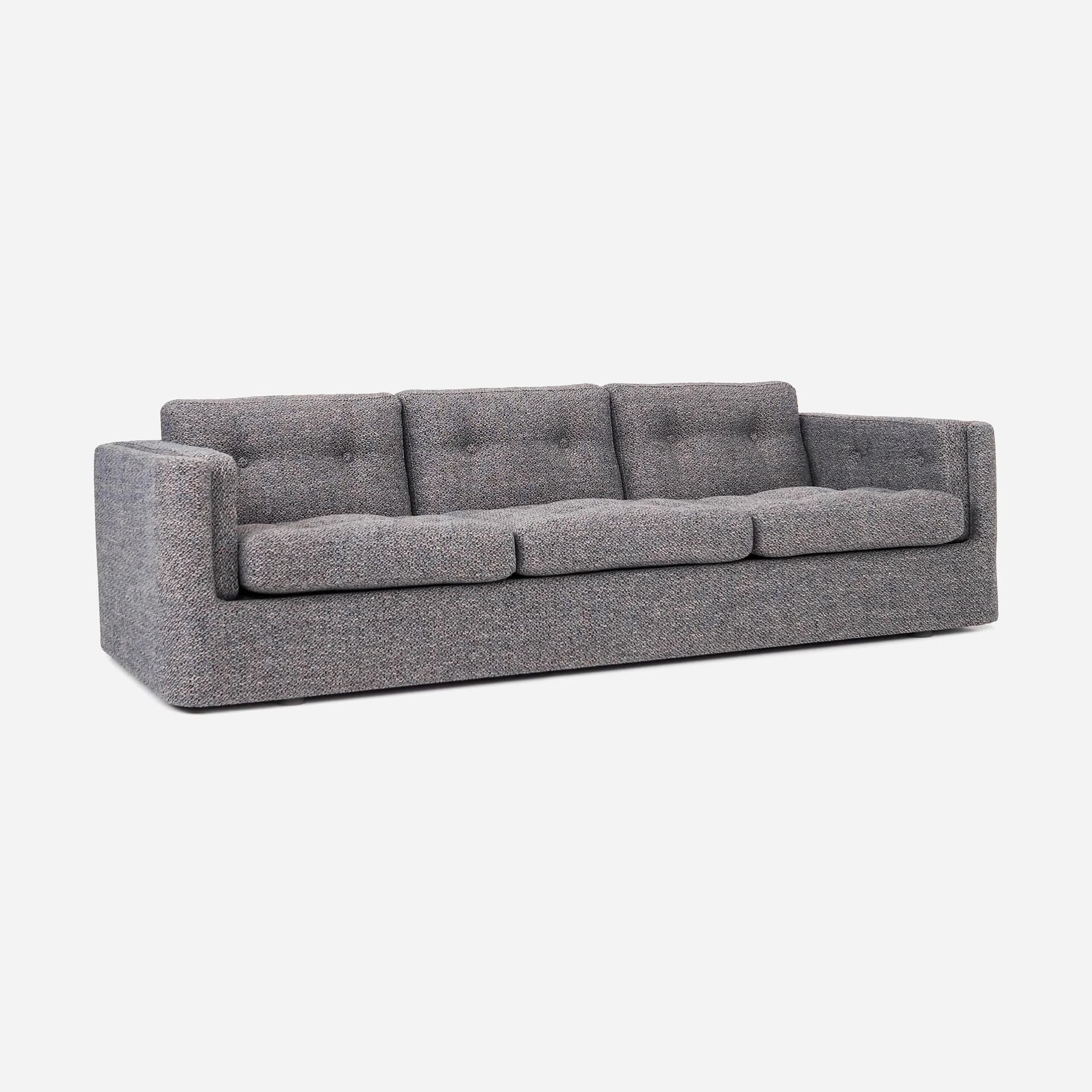 Sofa Bergen, szary melanż, tkanina, drewno, Polska, lata 90. - 29847
