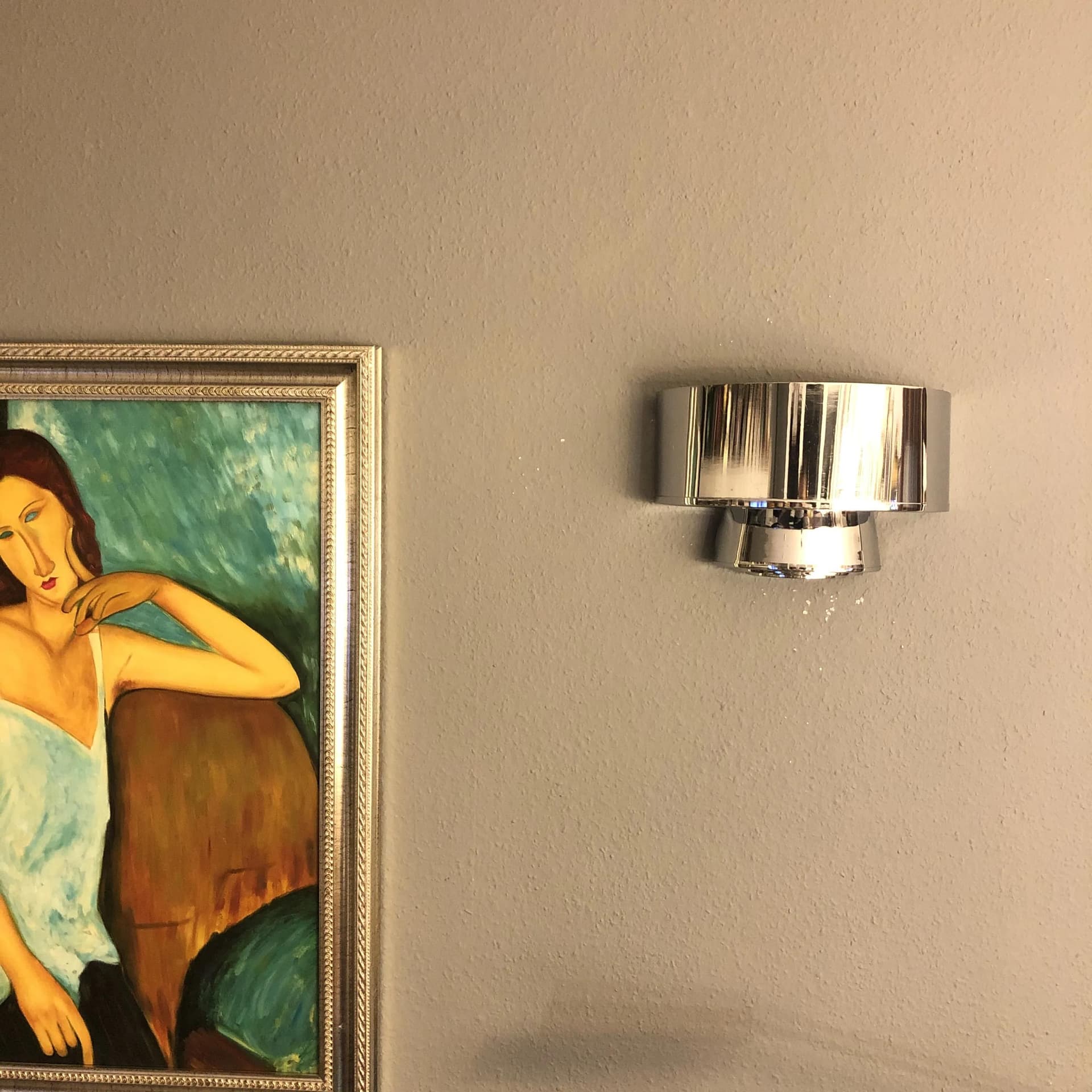 Pair of Art Deco wall sconces, silver chrome-plated brass, Germany, 1960s. - 29989