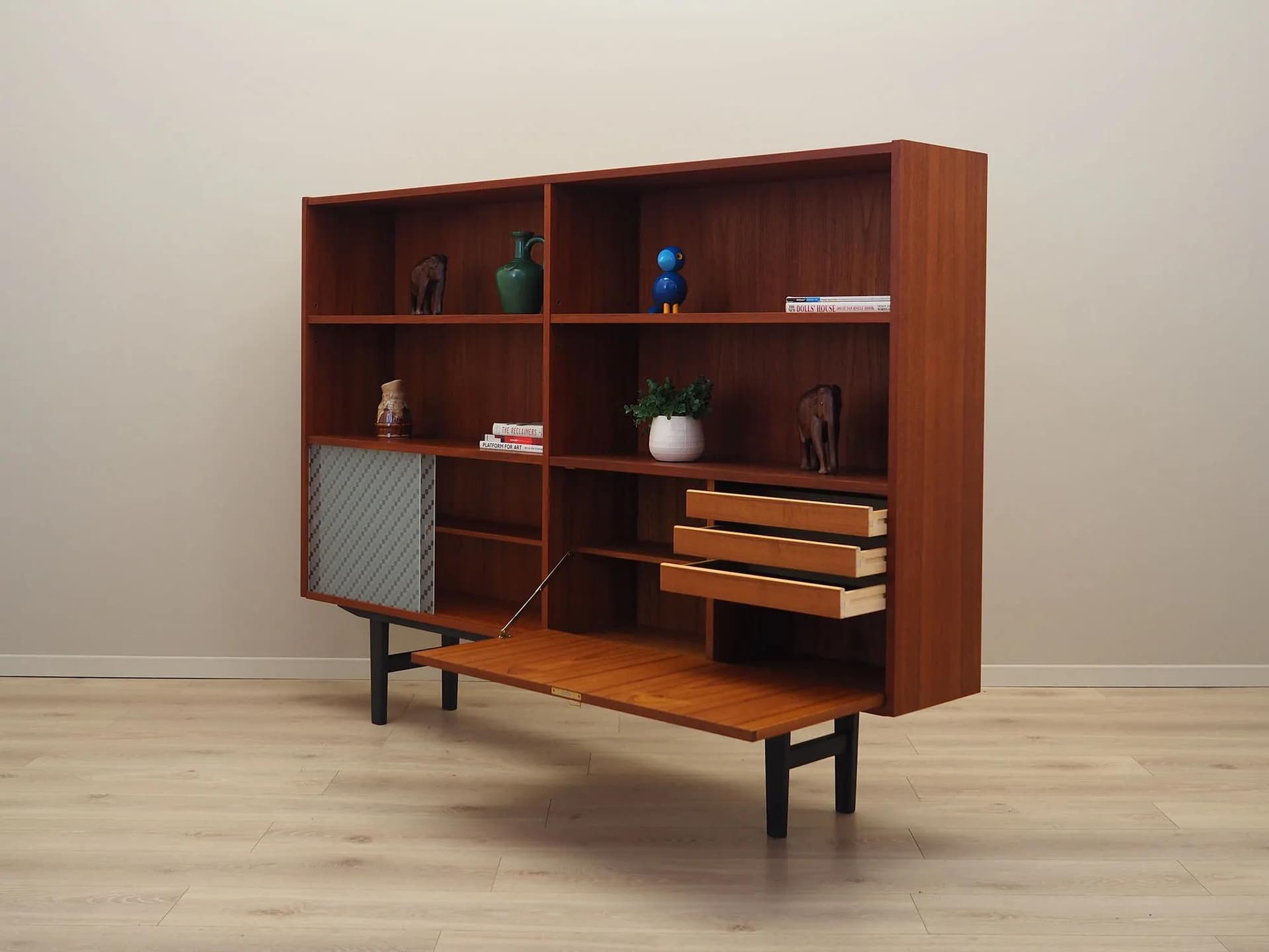 Bookcase, brown teak, Denmark, 1970s - 29820