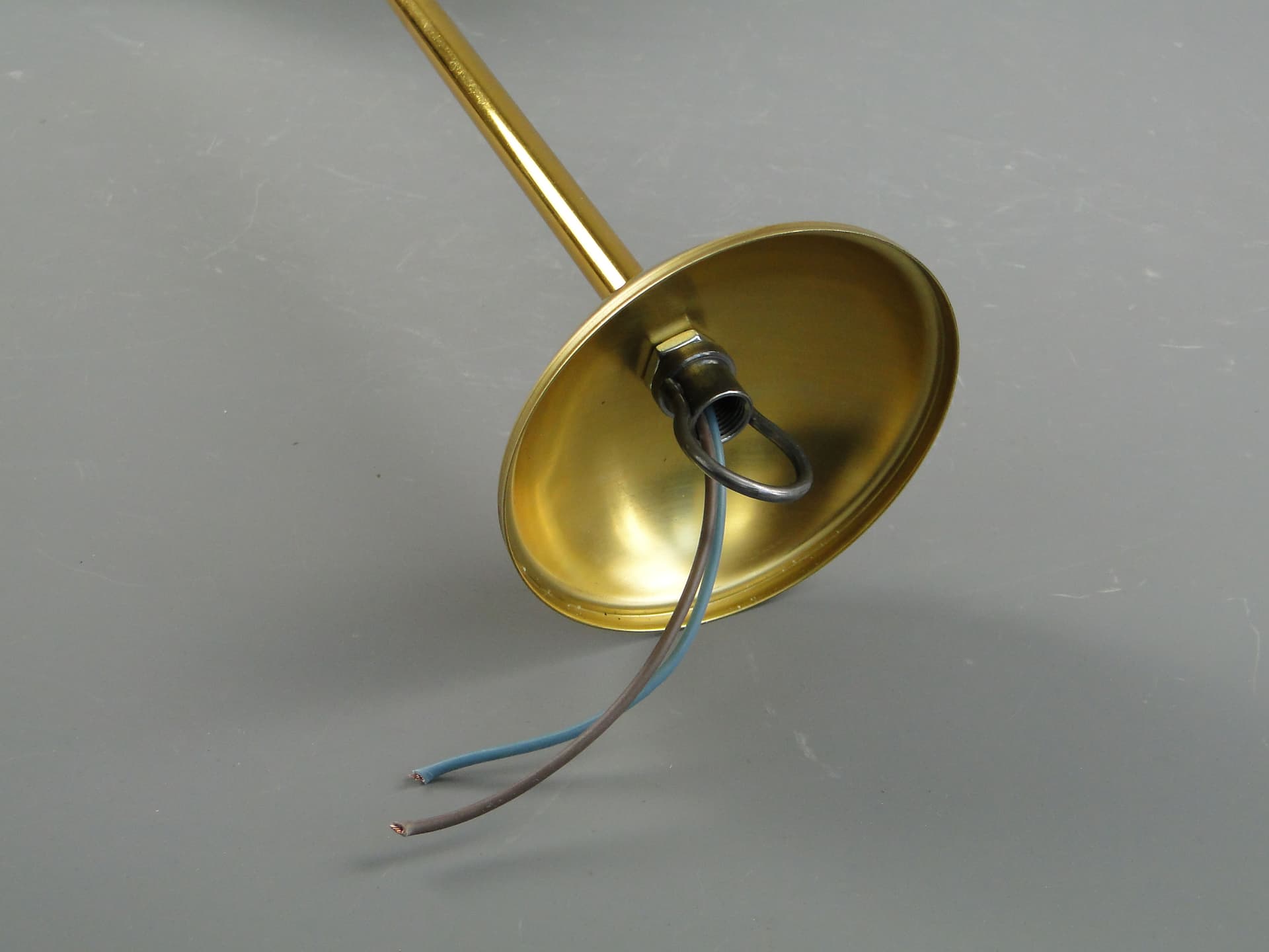 Ceiling Lamp Art Deco, white glass, brass, Poland, 1920s. - 3565