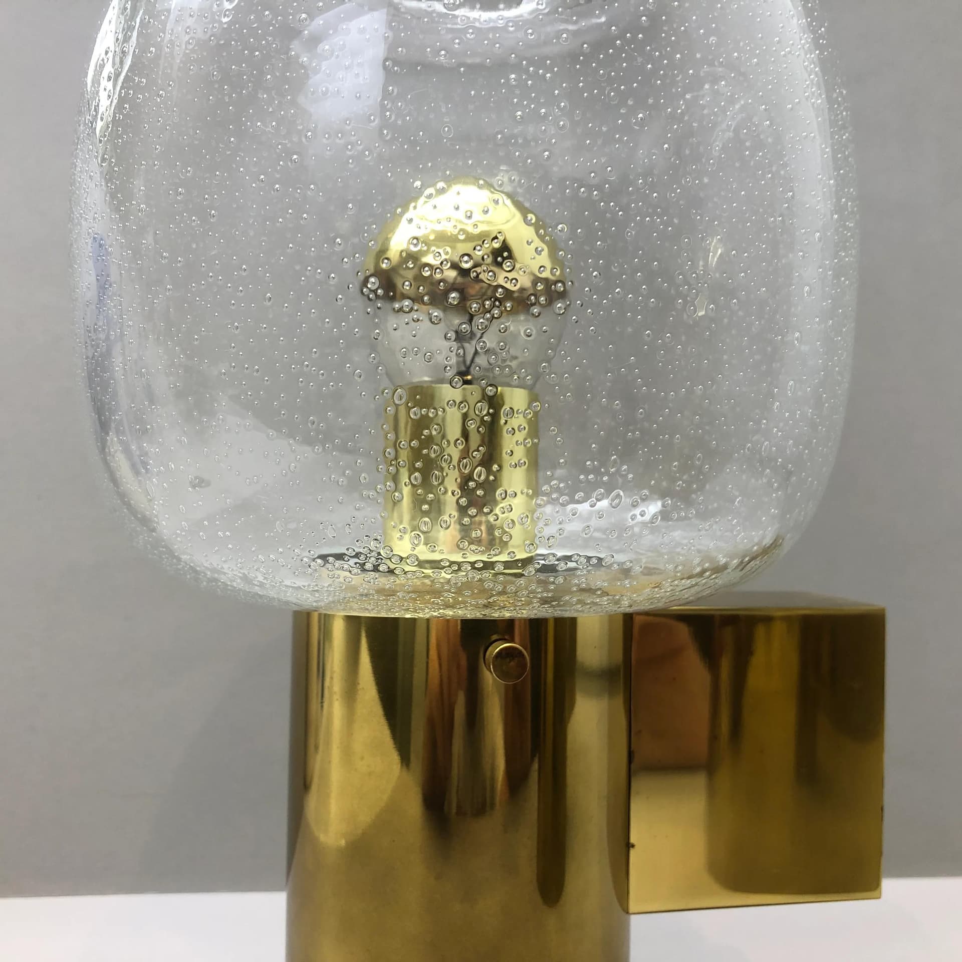 Para kinkietów, mosiądz złoty, szkło, Glashütte Limburg, Niemcy, lata 70. - 29969