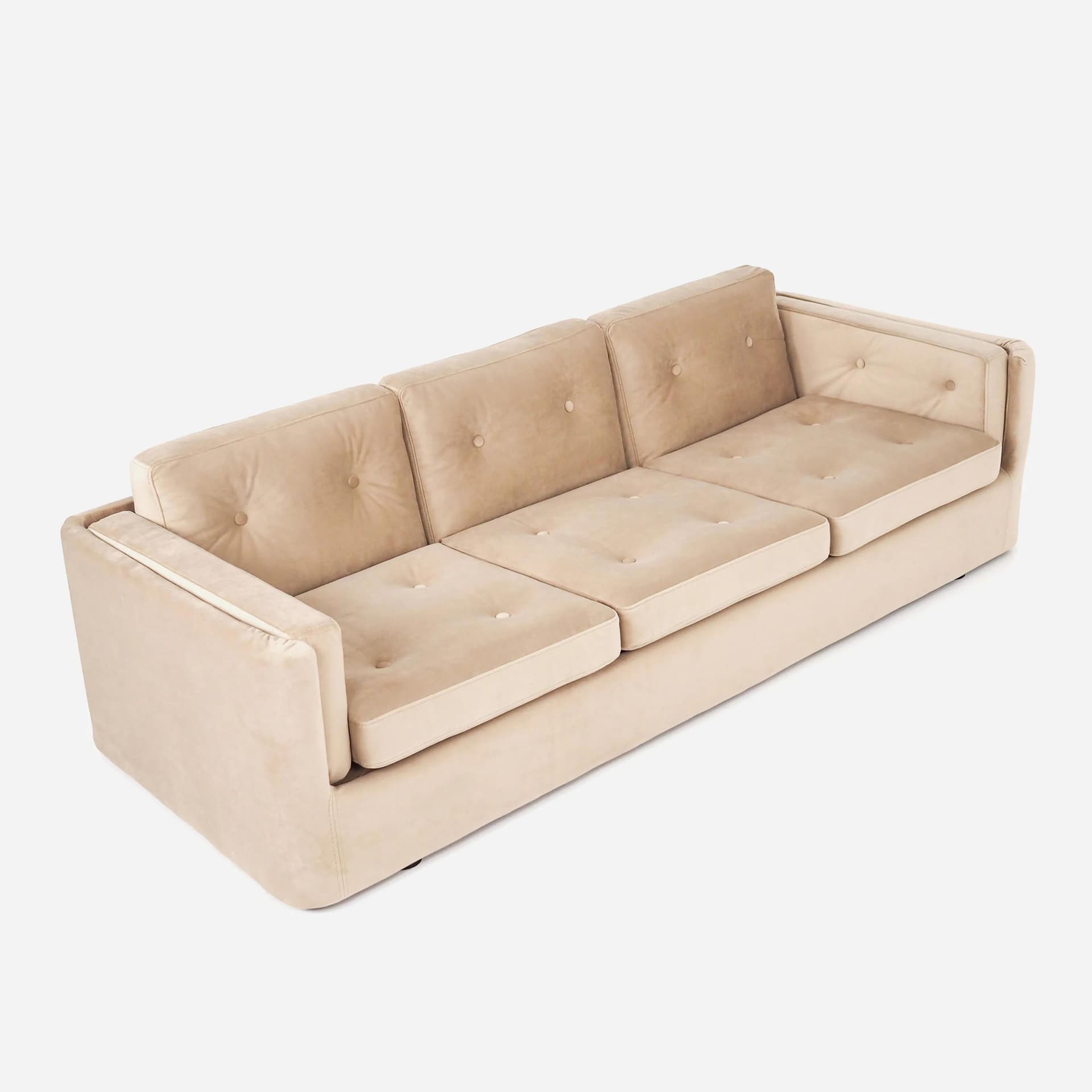 Sofa Bergen, beige velvet, wood, Poland, 1990s - 30144