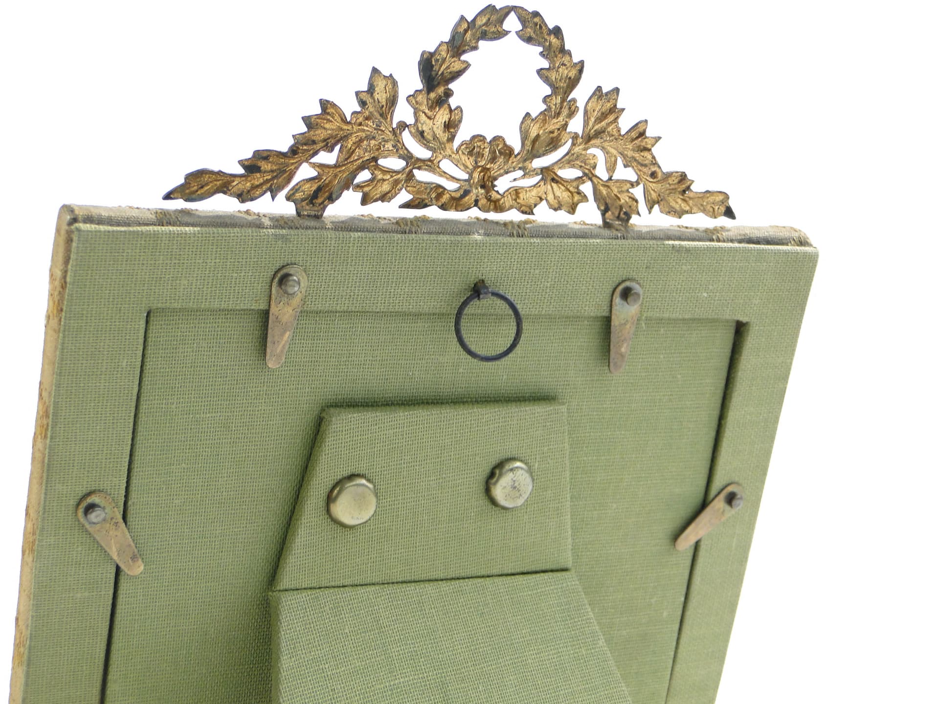 Ramka na zdjęcie Napoleon III, złocony brąz, jedwab beżowy, Francja, XIX wiek - 3601