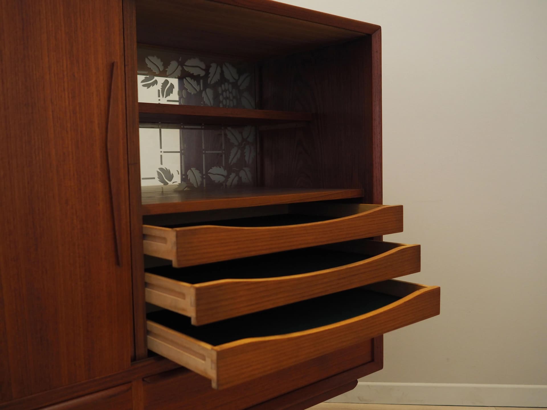 Highboard, brown teak, Denmark, 1960s. - 30127