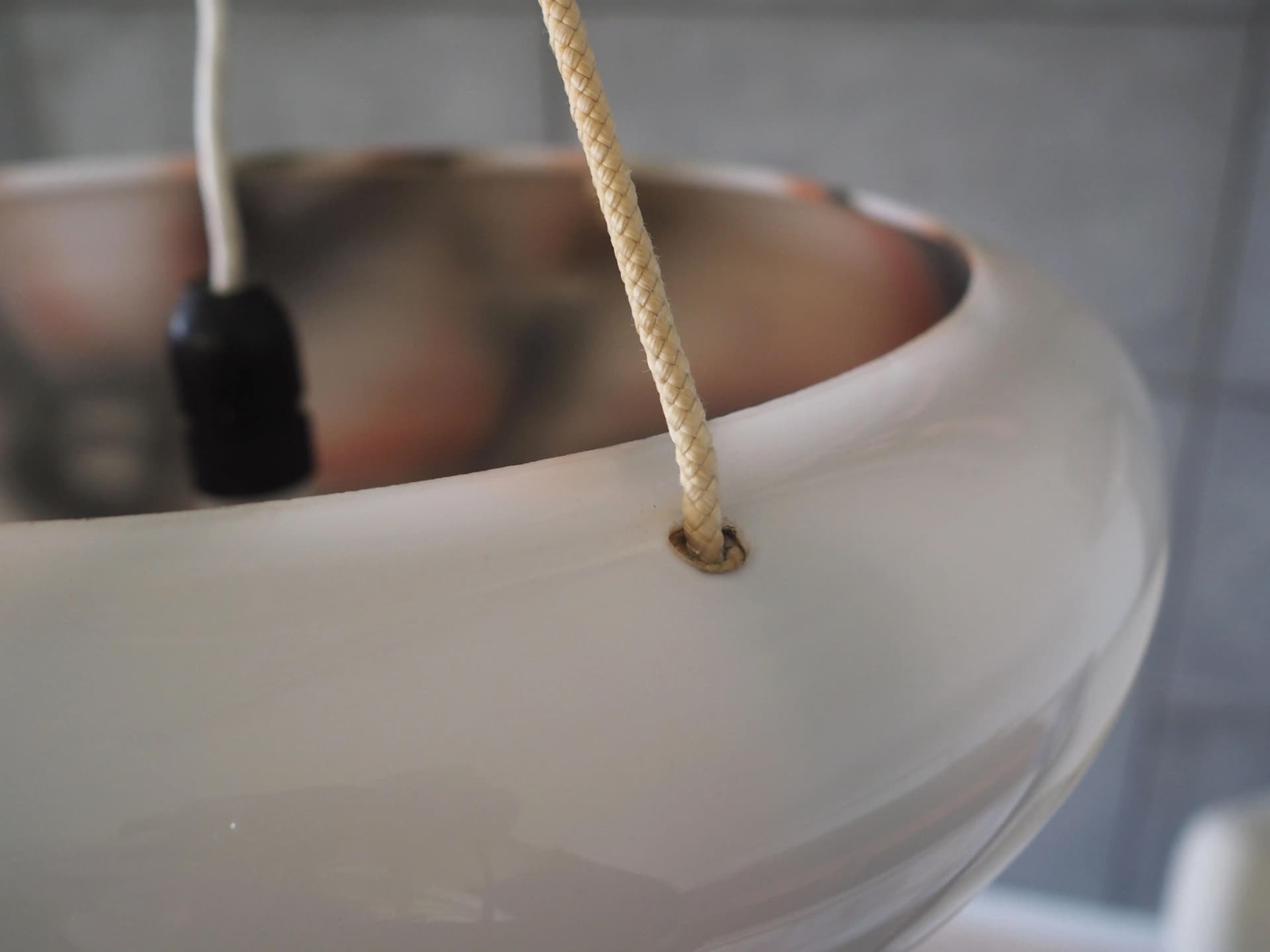 Lampa wisząca, szkło biały, Dania, lata 70. - 30355