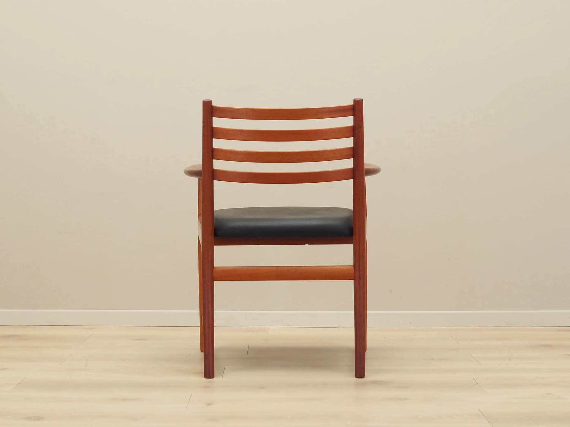 Chair, black leather teak, Denmark, 1970s - 30327