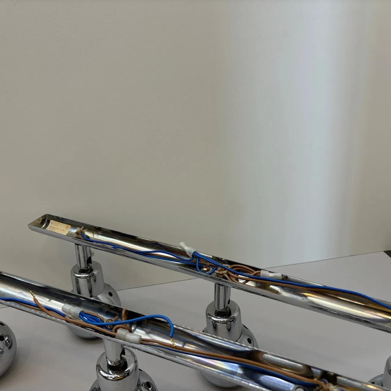 Pair of wall sconces, chrome silver steel, Bankamp Leuchten, Germany, 1980s. - 30424